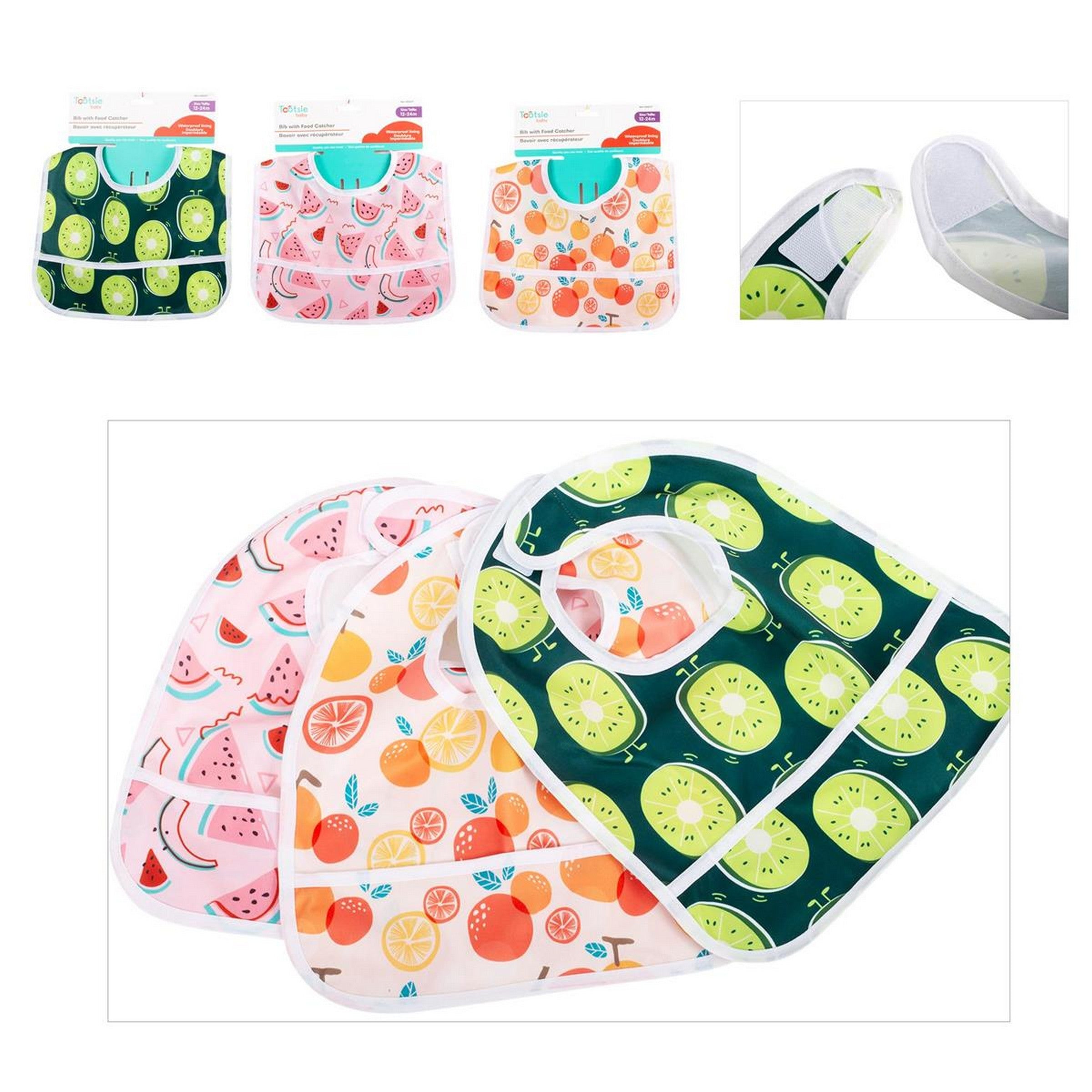 Tootsie Baby Bib with Food Catcher 100% Polyester with TPU 11.5x10.5in  VRT 