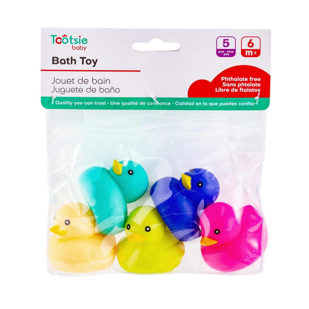 Tootsie Baby - 5 Bath Rubber Ducks 5.4cm x 4.7cm x4.5cm