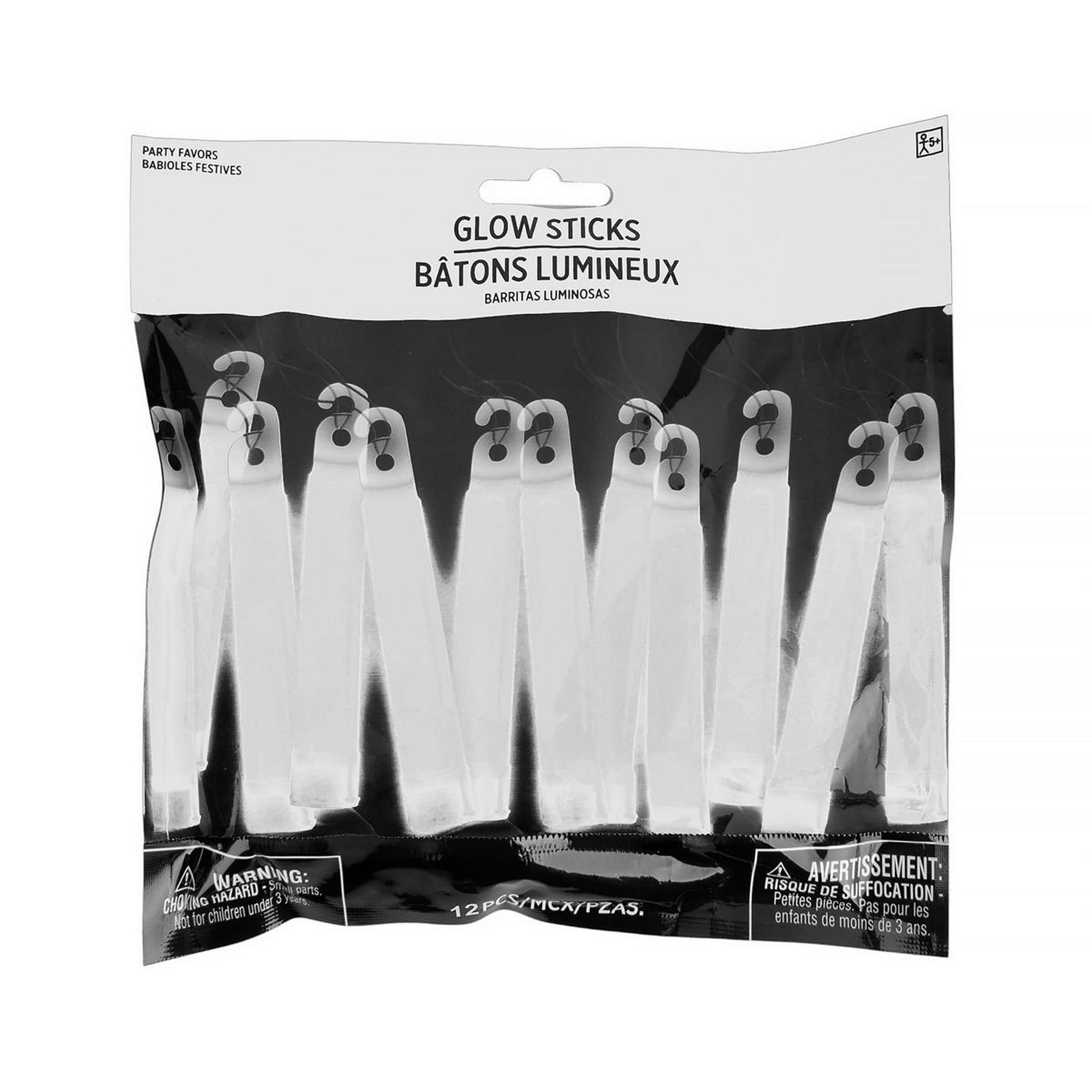 12 White Glow Sticks with Laynard 4in