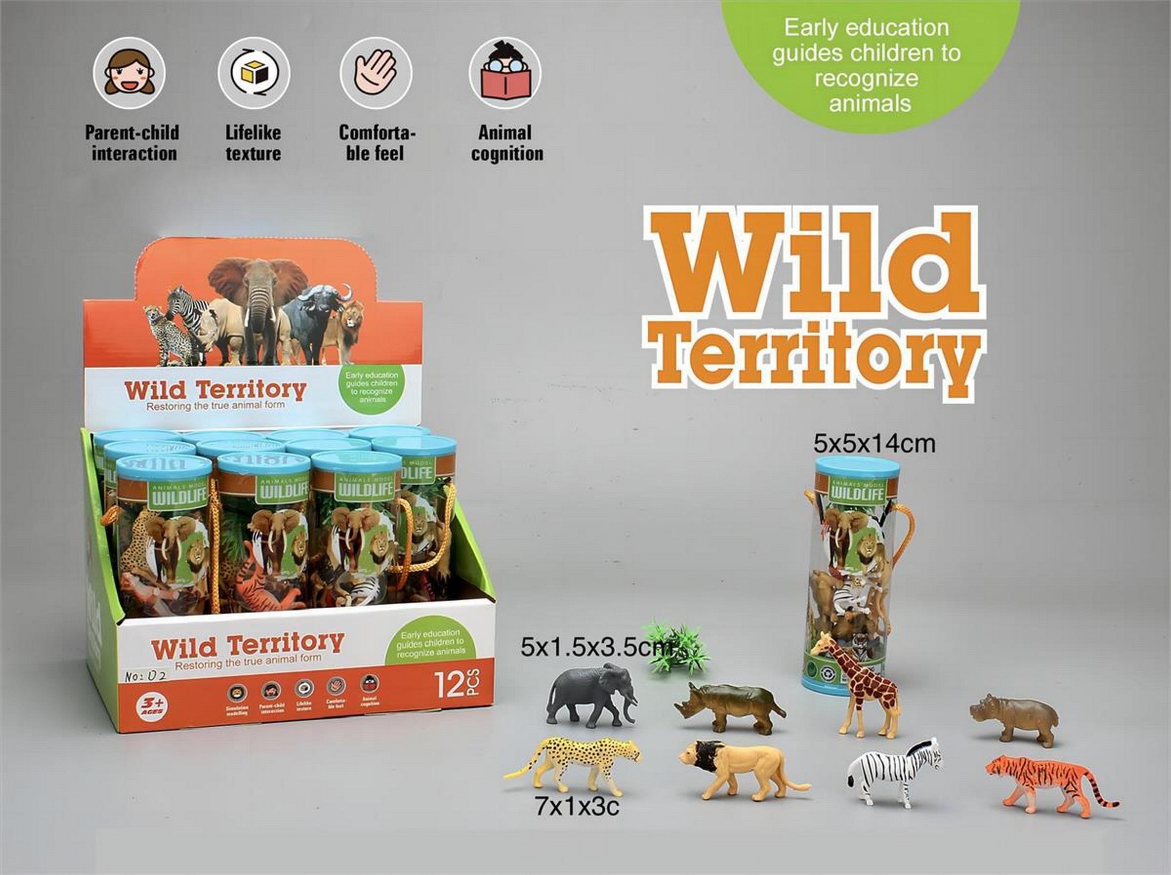 Wild Territory Animal Figurines in Tube 8pcs 2in - 2.75in Age 3+