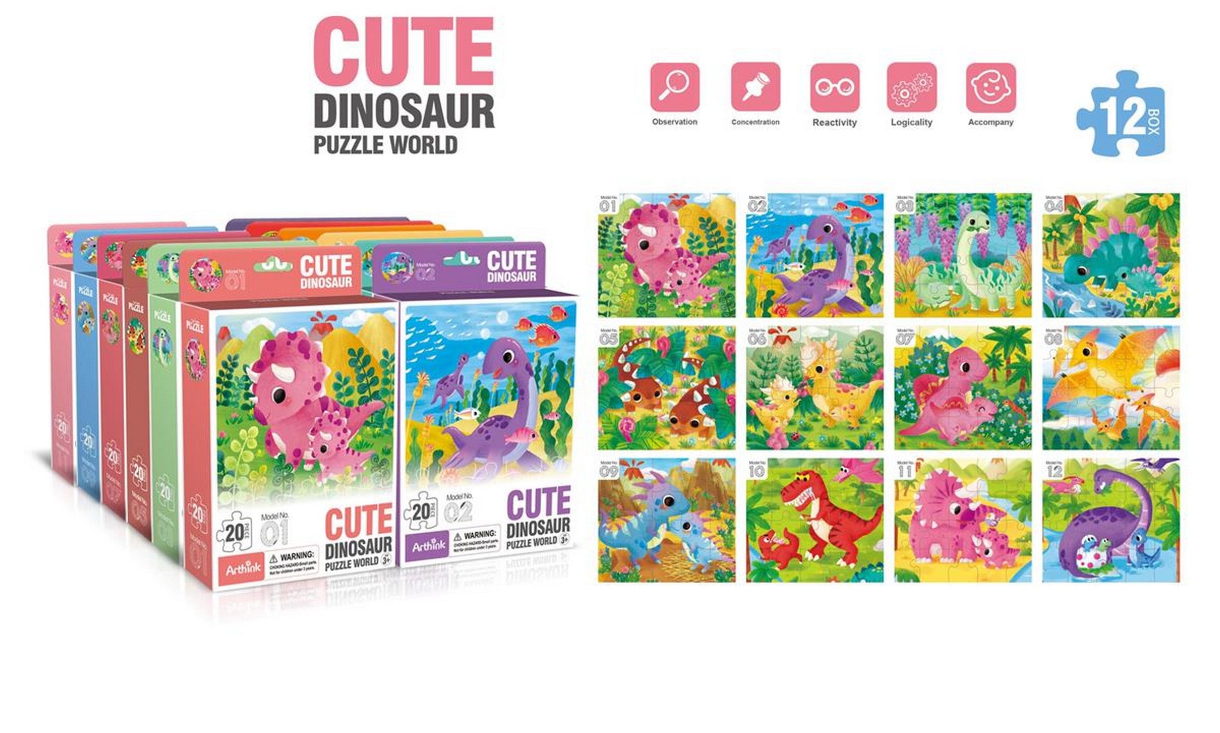 Puzzle - Dinosaurs Series 20pcs Age 3+ 8.3x7.5in VRT 
