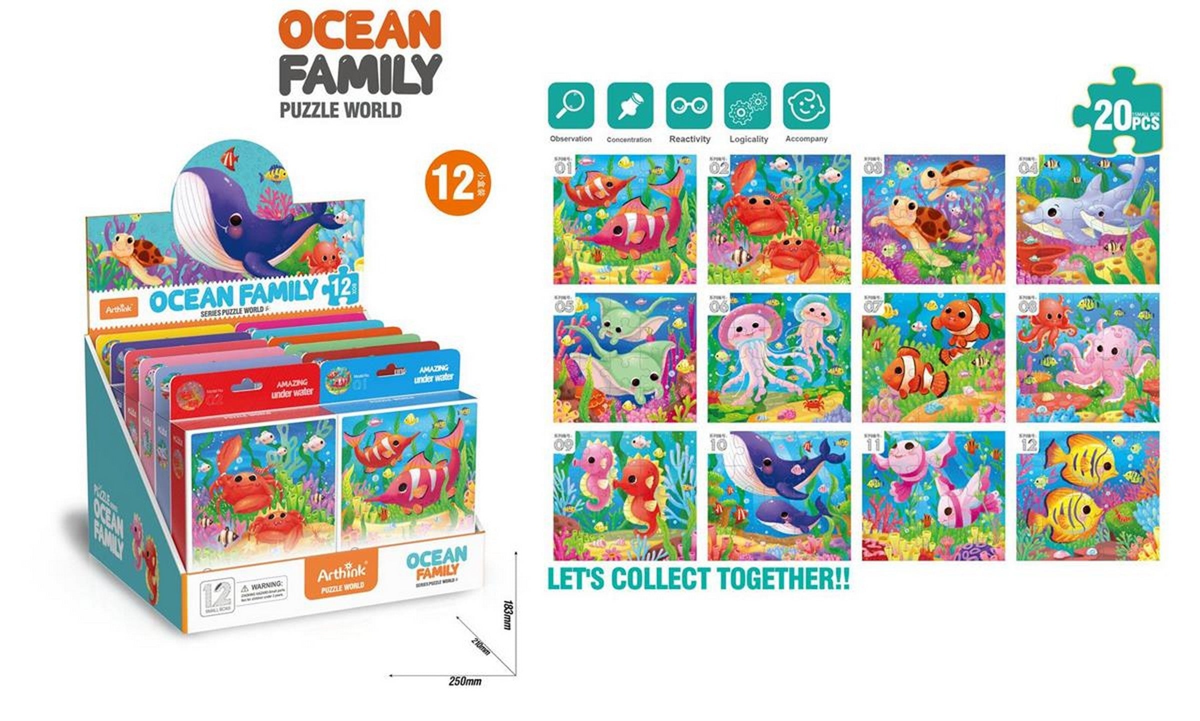 20pcs Puzzle - Ocean Family 8.3x7.5in  VRT