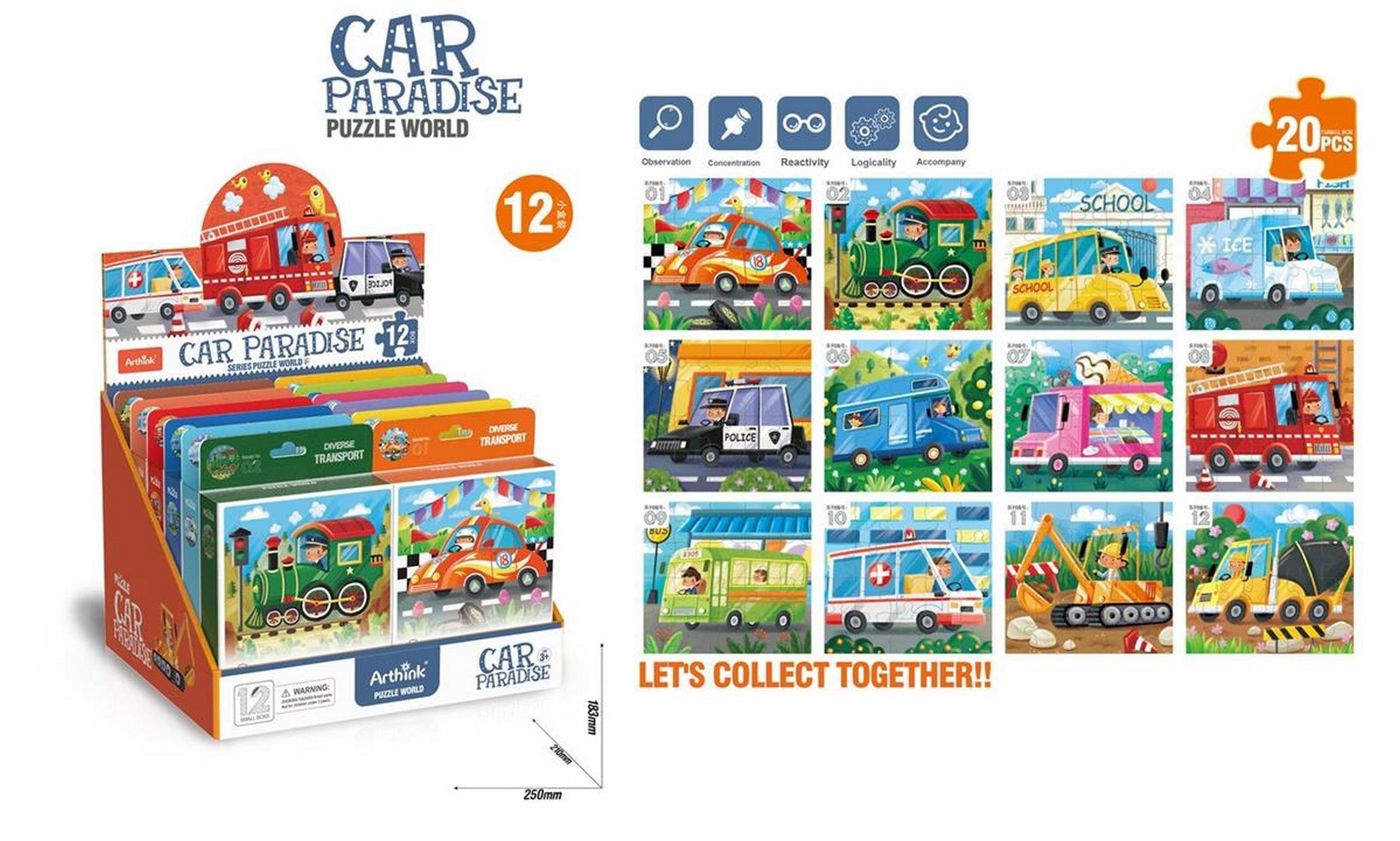 20pcs Puzzle - Car Paradise Series 8.3x7.5in  VRT