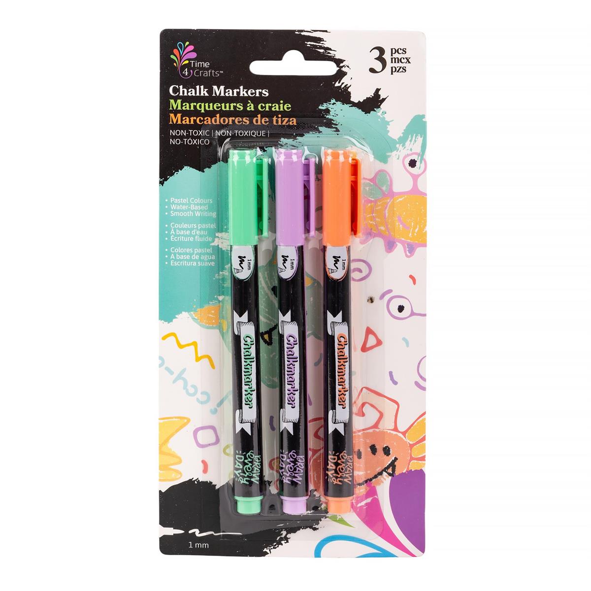 Time 4 Crafts - 3 Chalk Markers - Pastel - Wet-erasable on nonporous 1mm 5.25in