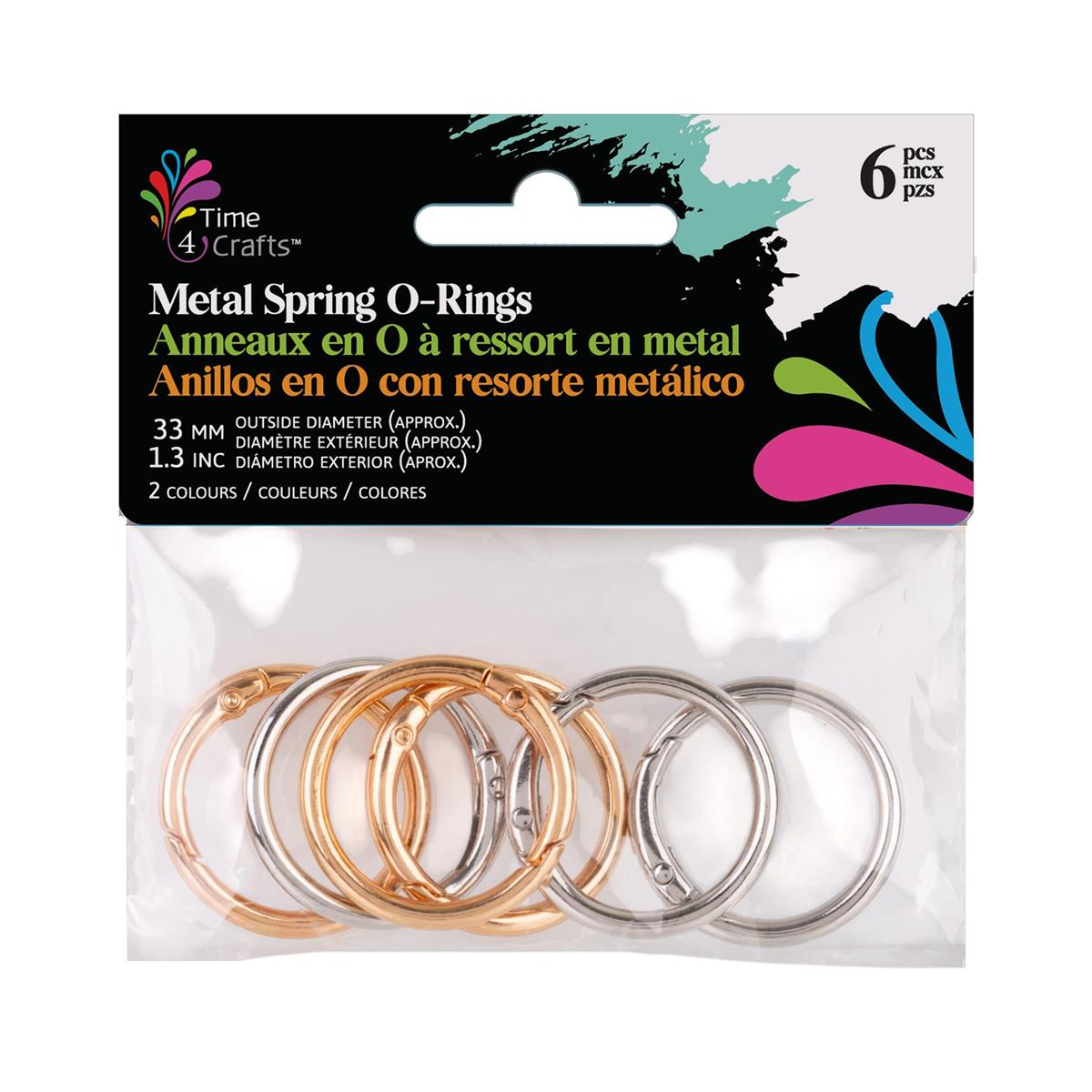 Time 4 Crafts - 6 Spring O-rings - Metal 1.3in