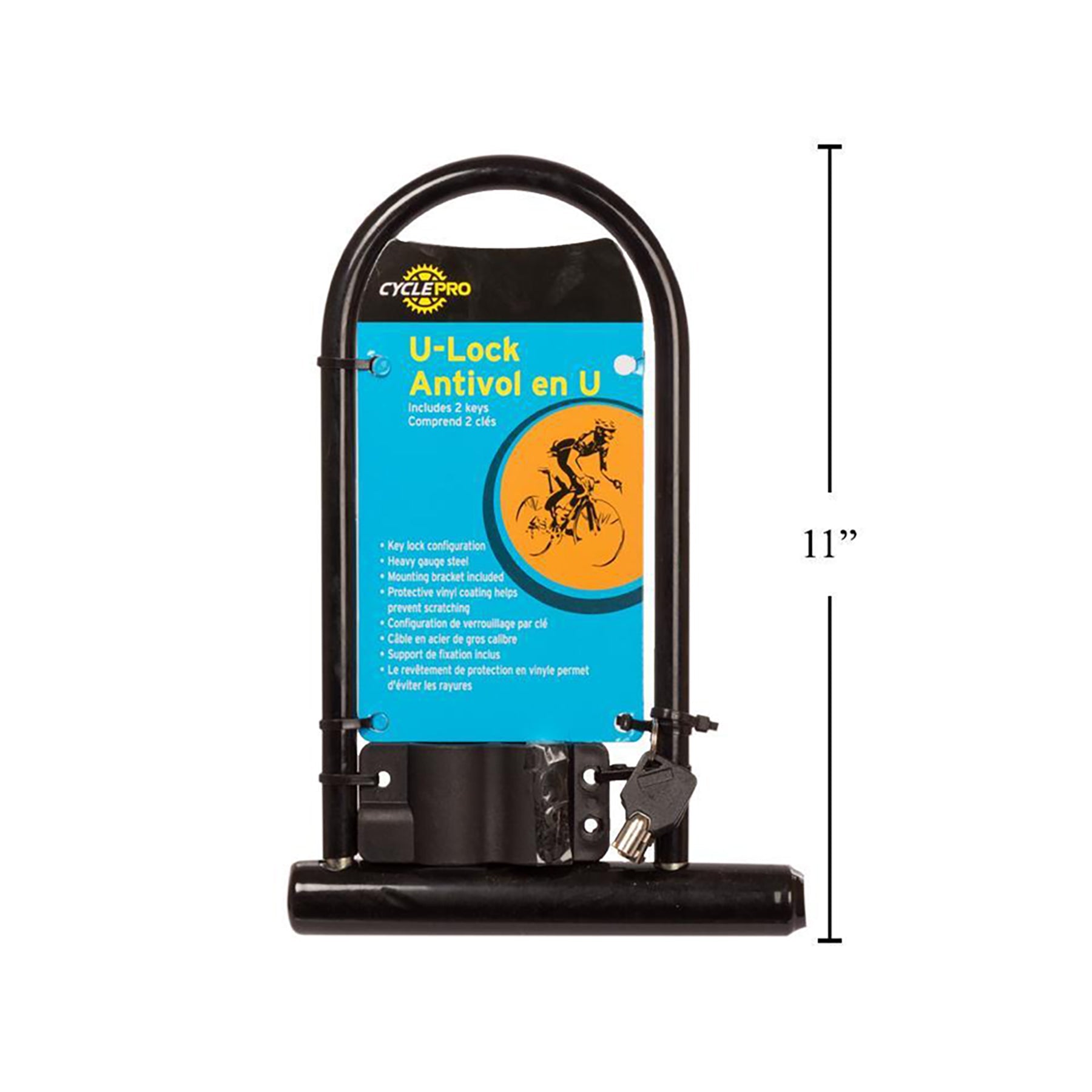 Cycle Pro U-Lock with 2 Keys 11in