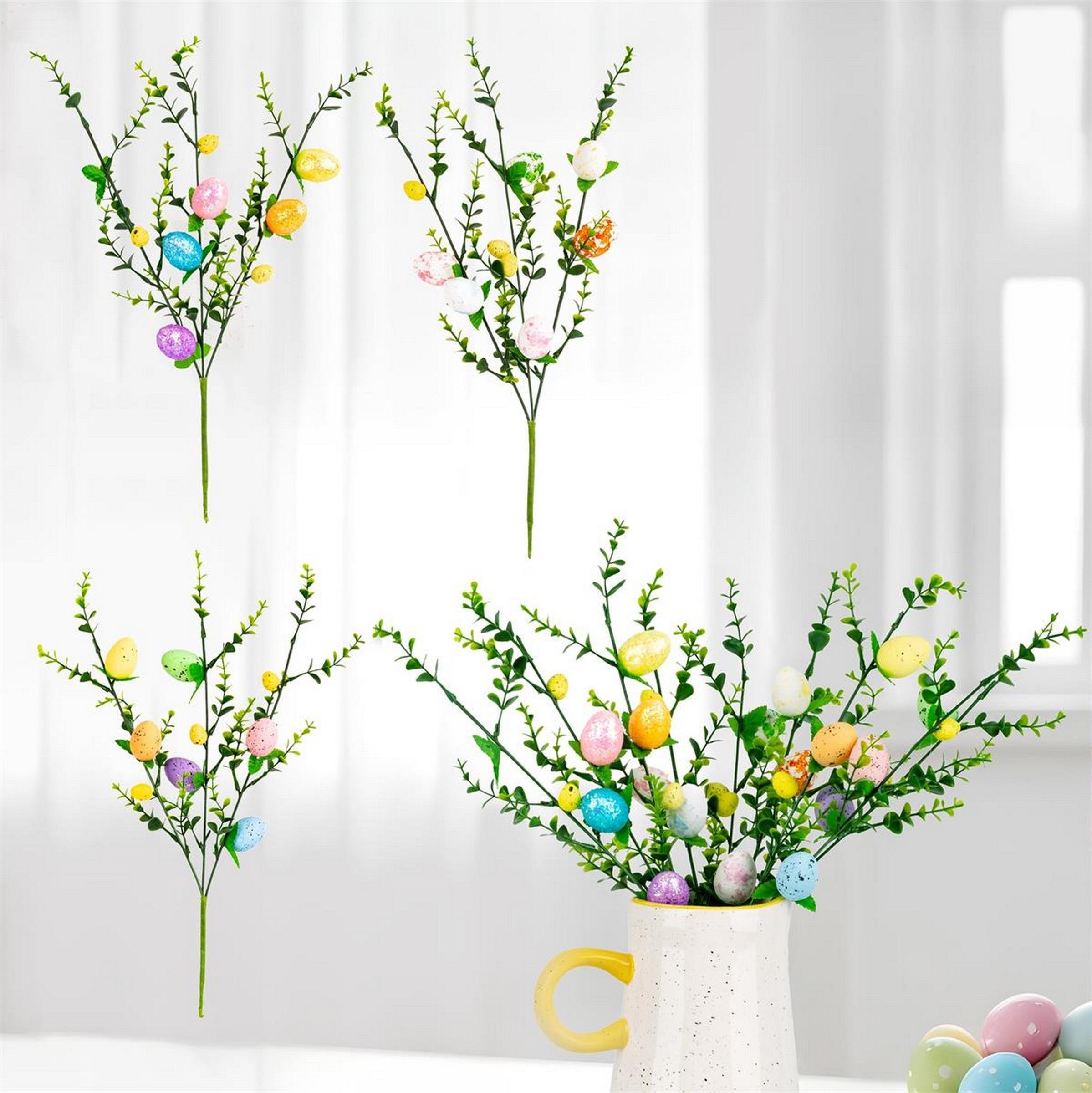 Easter Artificial Flower Spray with Eggs 16.5in  VRT 