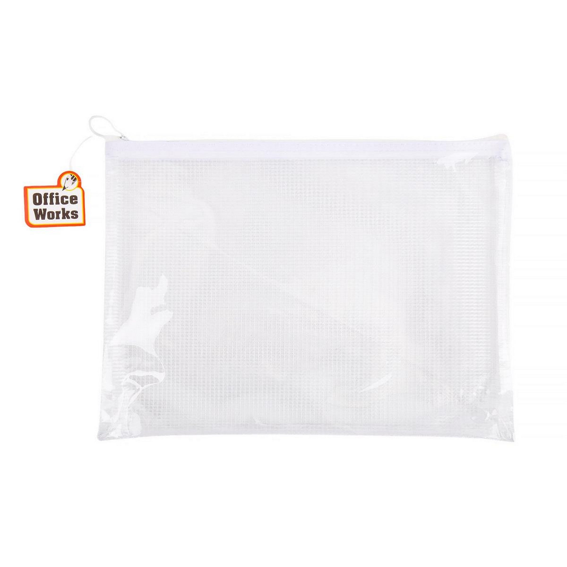 Office Works Plastic Mesh Zipper Pouch 12.5x9in