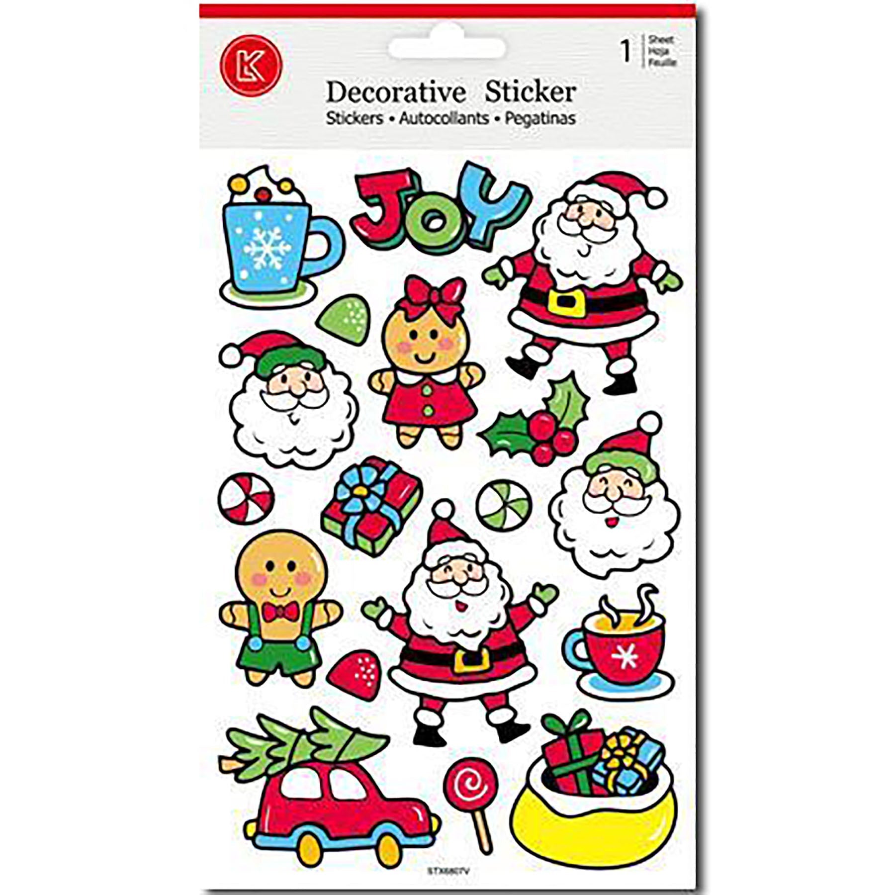 Christmas Stickers - Santa 9.8x5.5in sheet