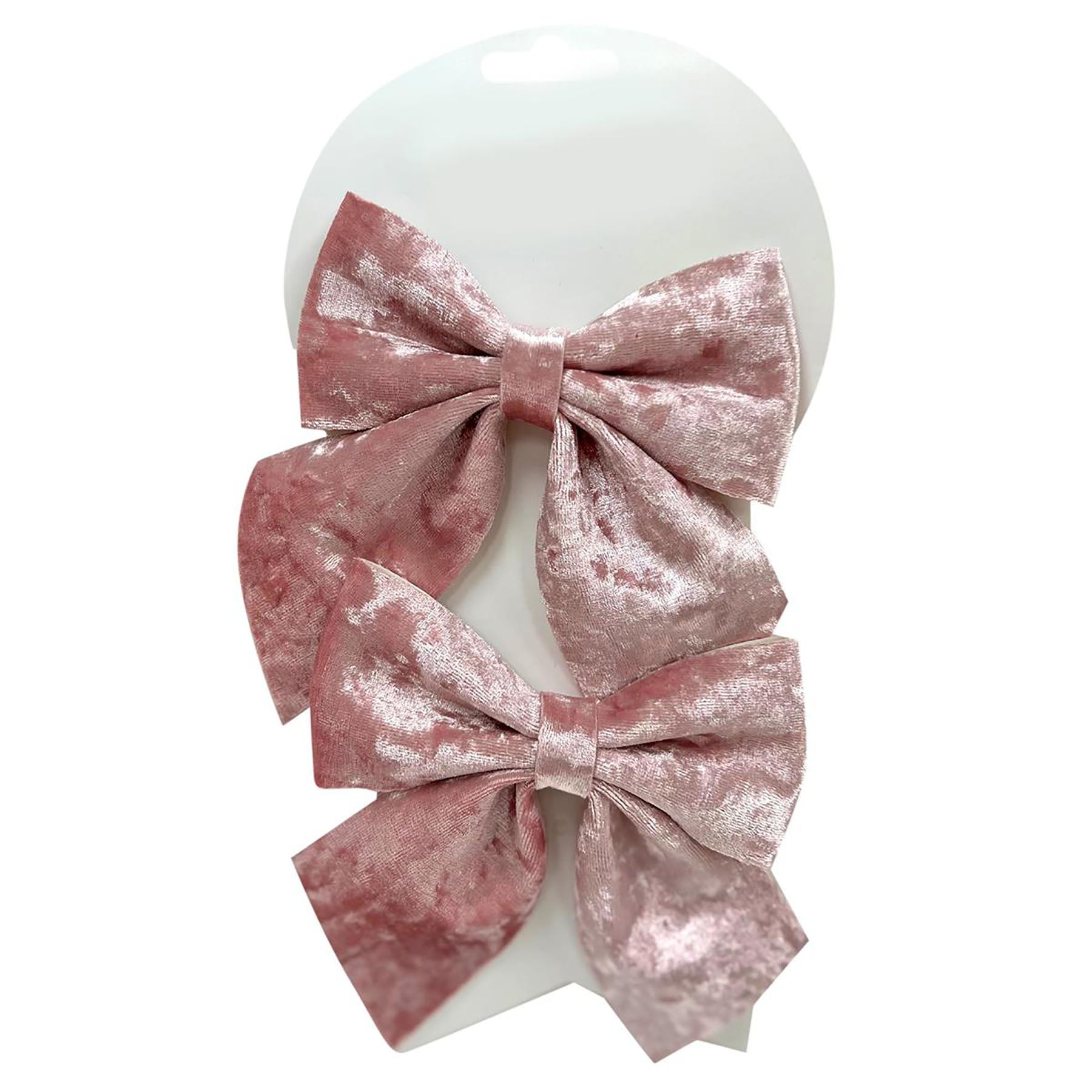 Deco Noël 2 Pink Velvet Bows 4.75x5.5in