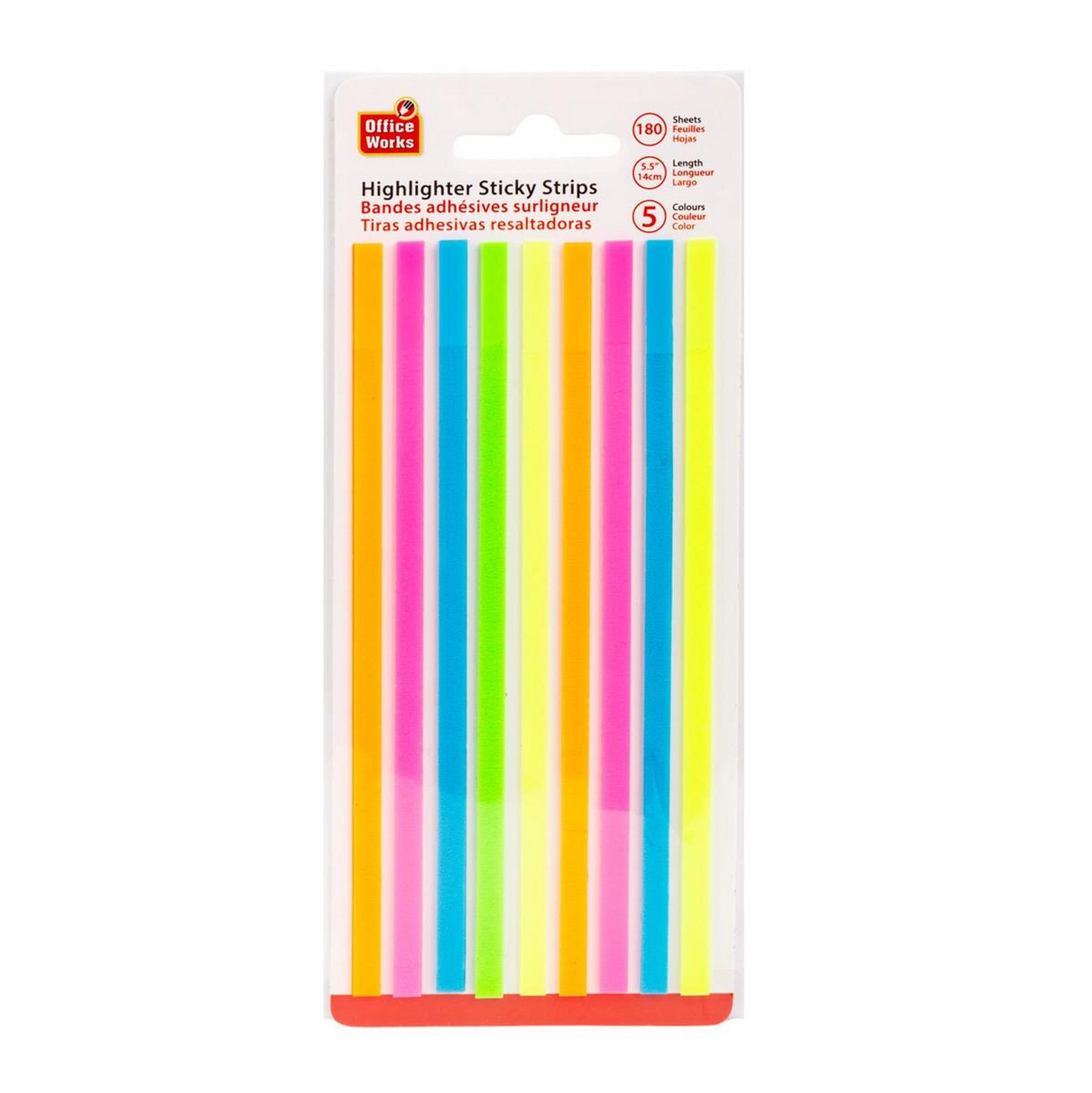 Office Works 180 Highlighter Sticky Strips 5.5in