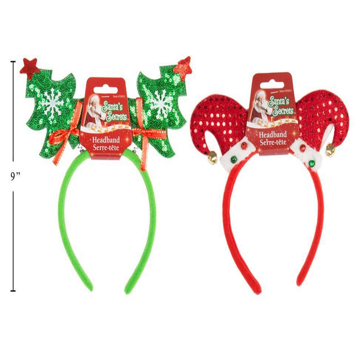 Santa's Secrets Headband with Sequin Boppers 8in  VRT 