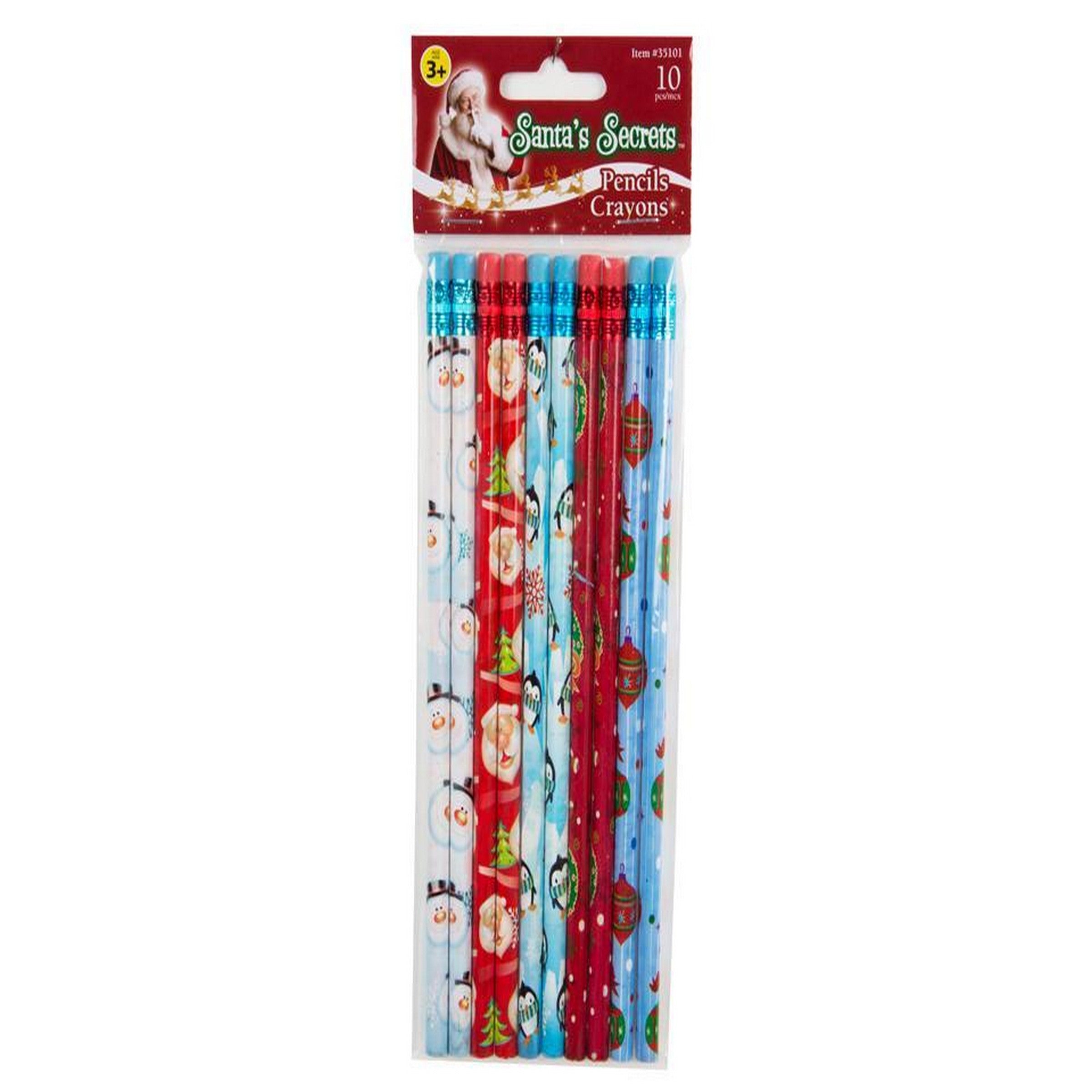 Santa's Secrets 10 Pencils with Colored Erasers 