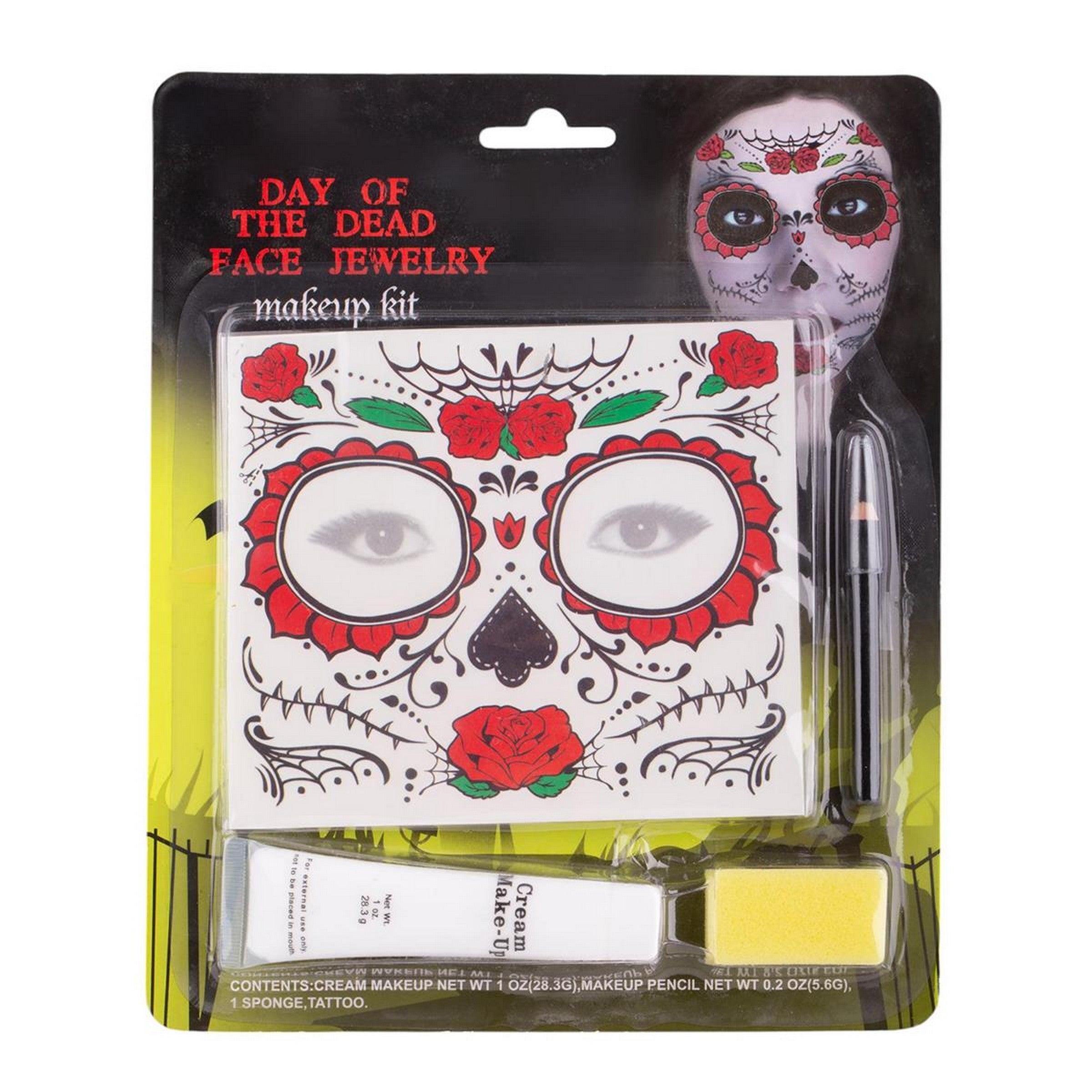 Party Gear Halloween Day of the Dead Makeup Kit with Tattoo 