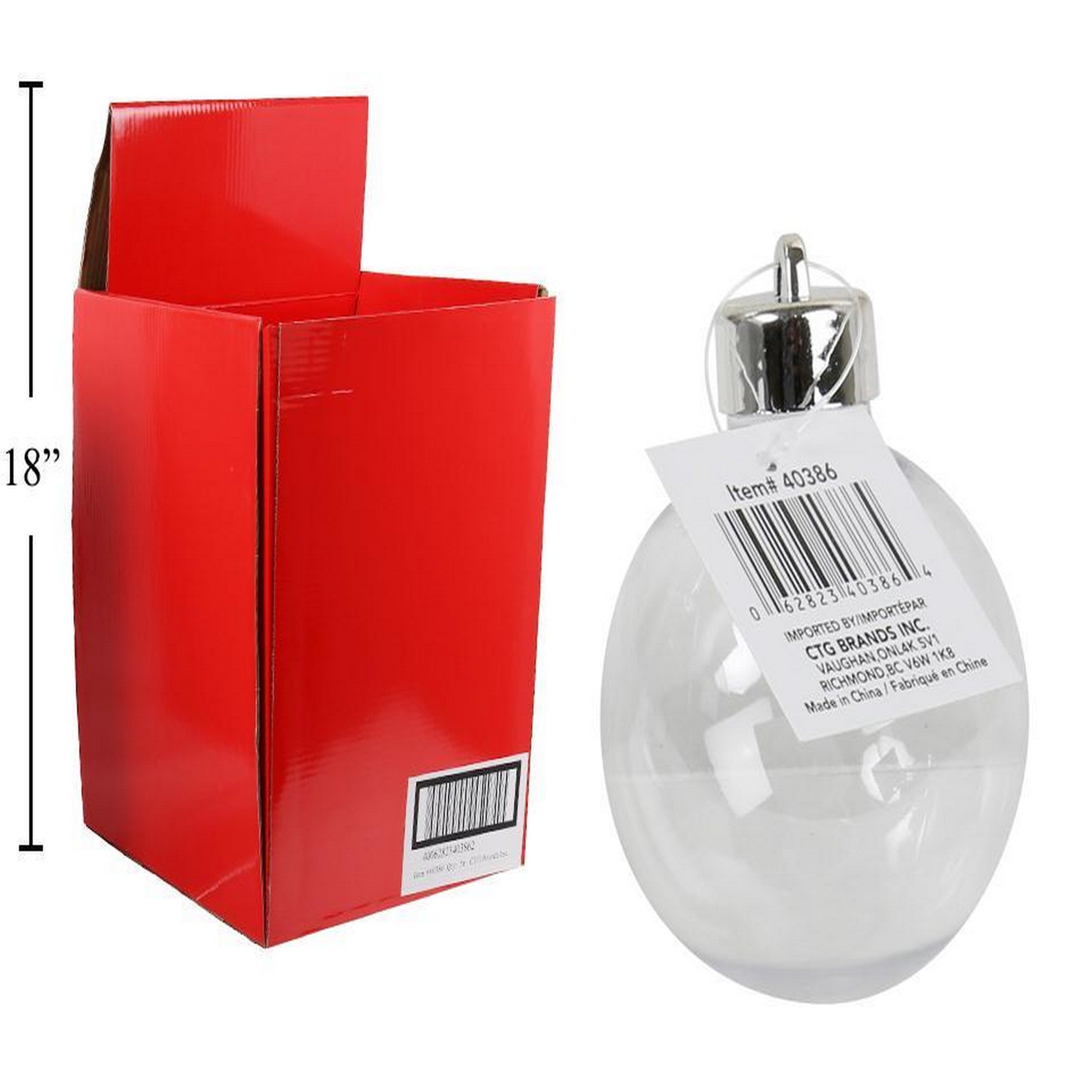 Christmas D.I.Y Clear Plastic Ball Ornament 60mm (2.36in) 