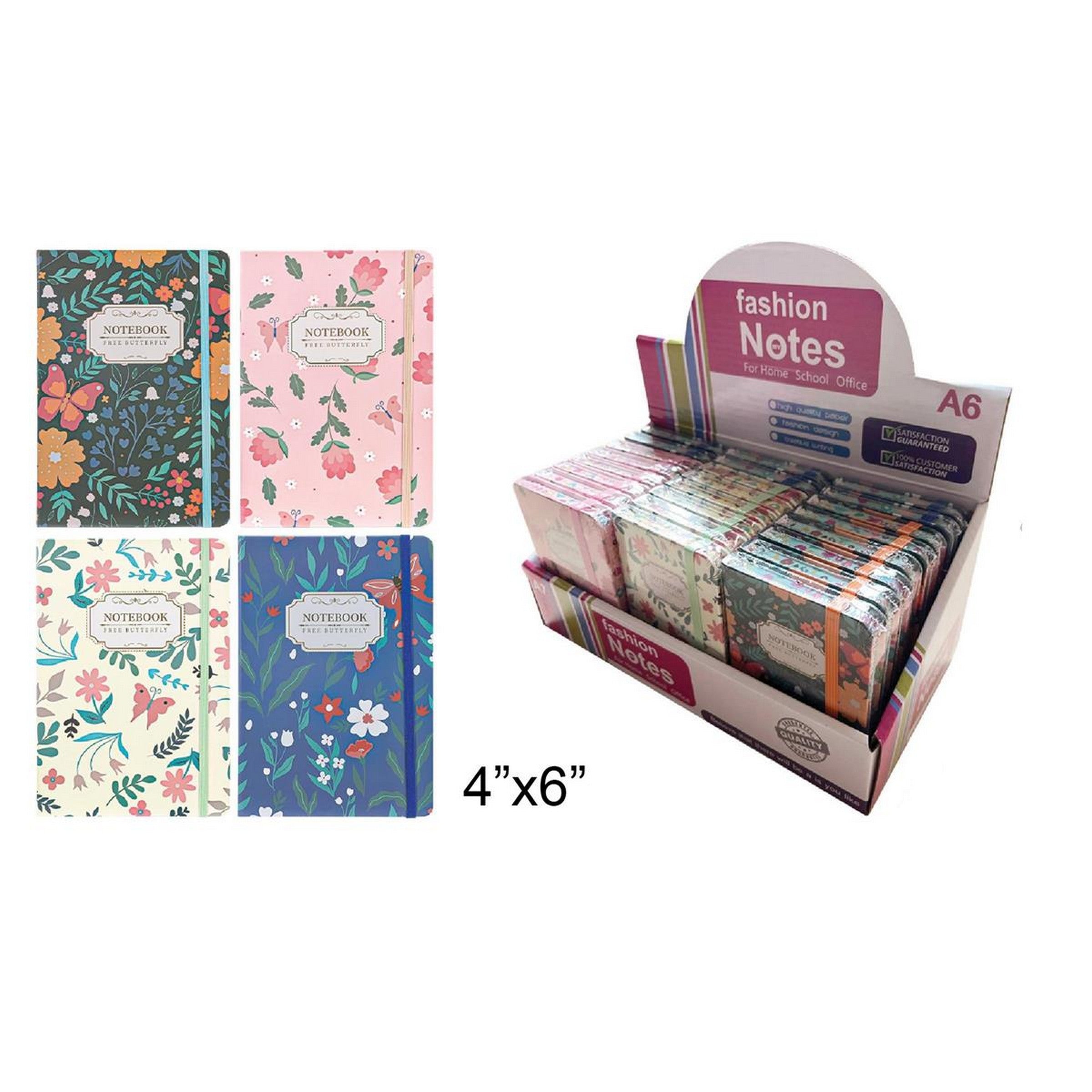 Floral Butterfly Hard Cover Notebook -  96 Ruled Sheets 4x6in VRT