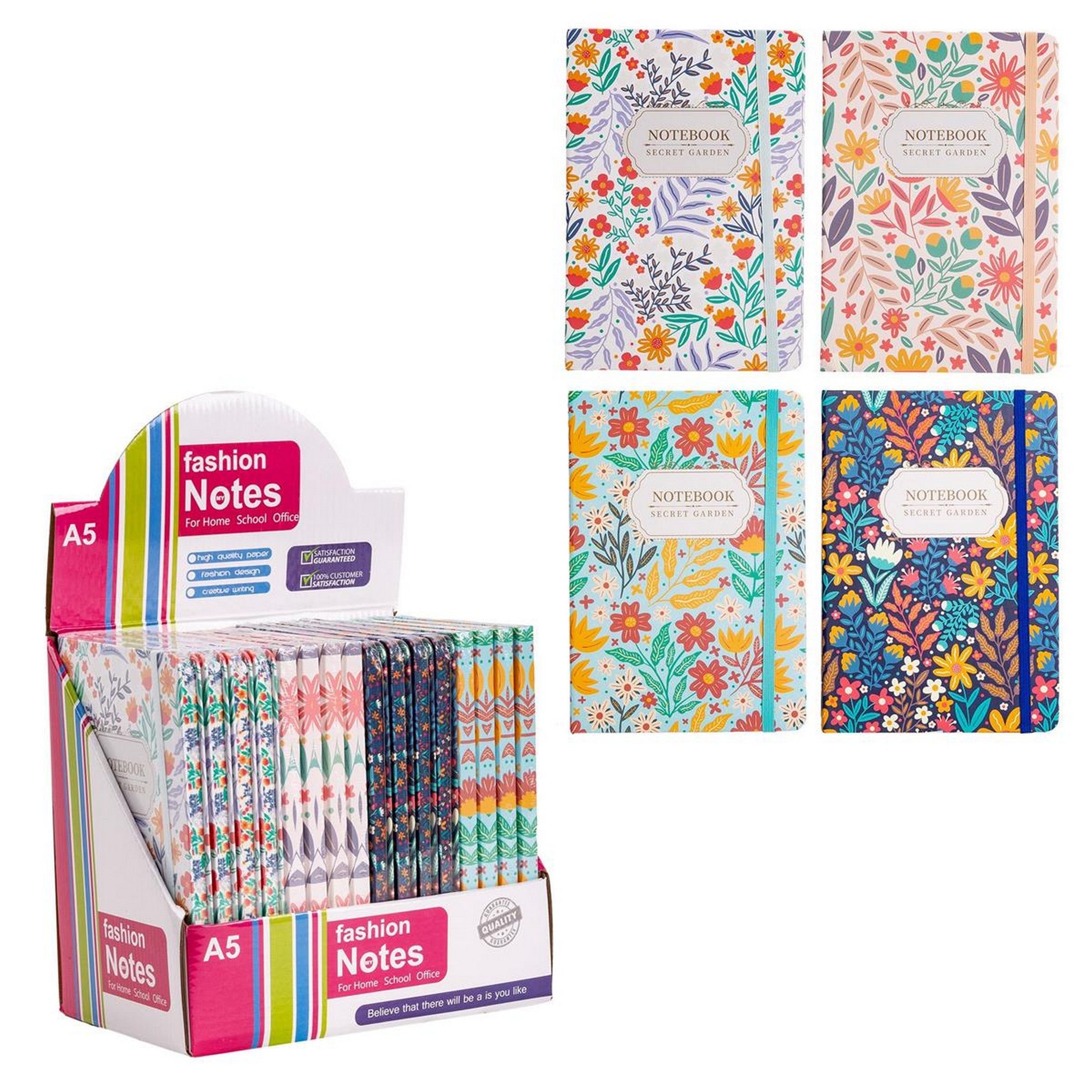 Secret Garden Hard Cover Notebook -  80 Ruled Sheets 5.7x8.2in VRT