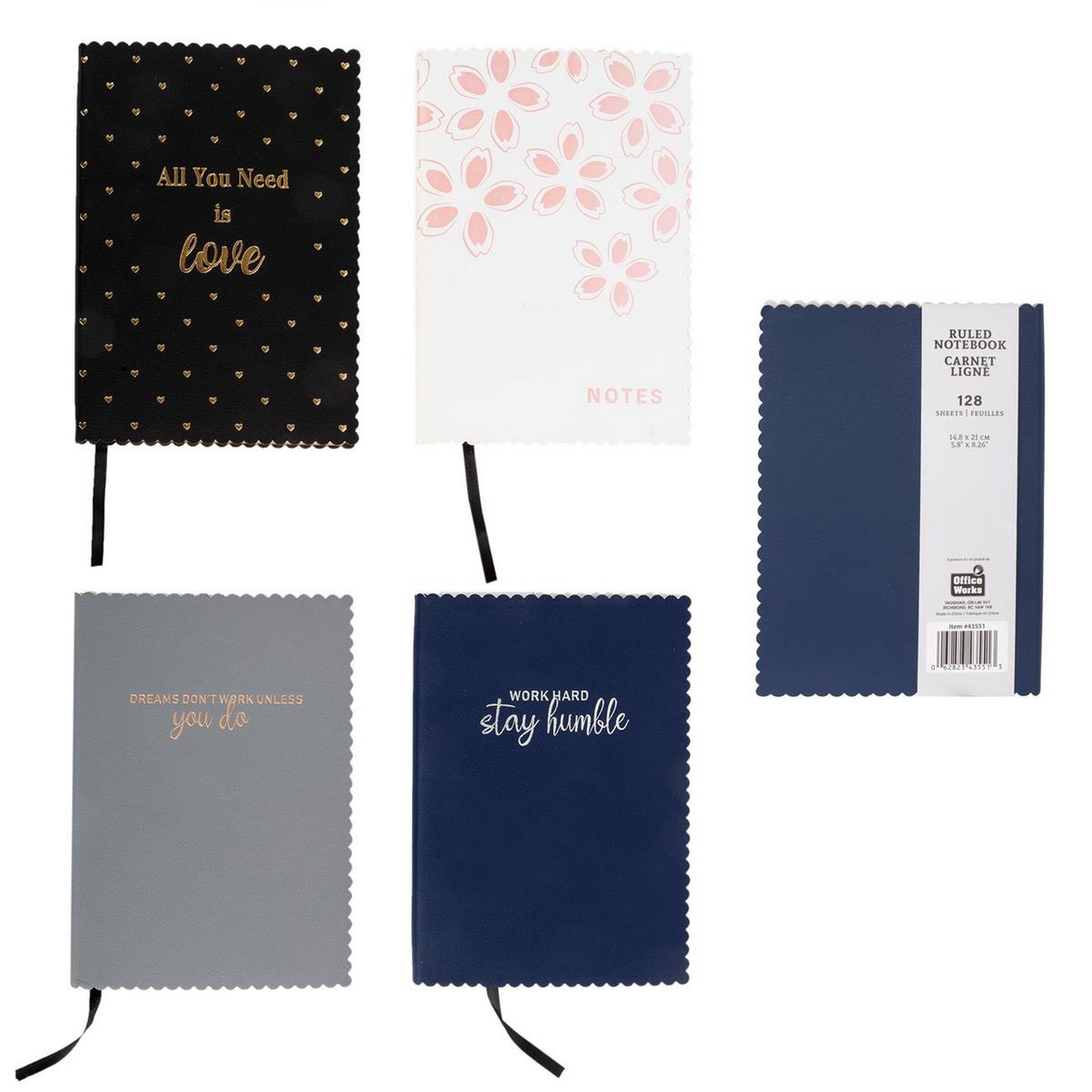 Office Works Soft PU Cover Notebook - 128 Ruled Pages 5.8x8.3in VRT 