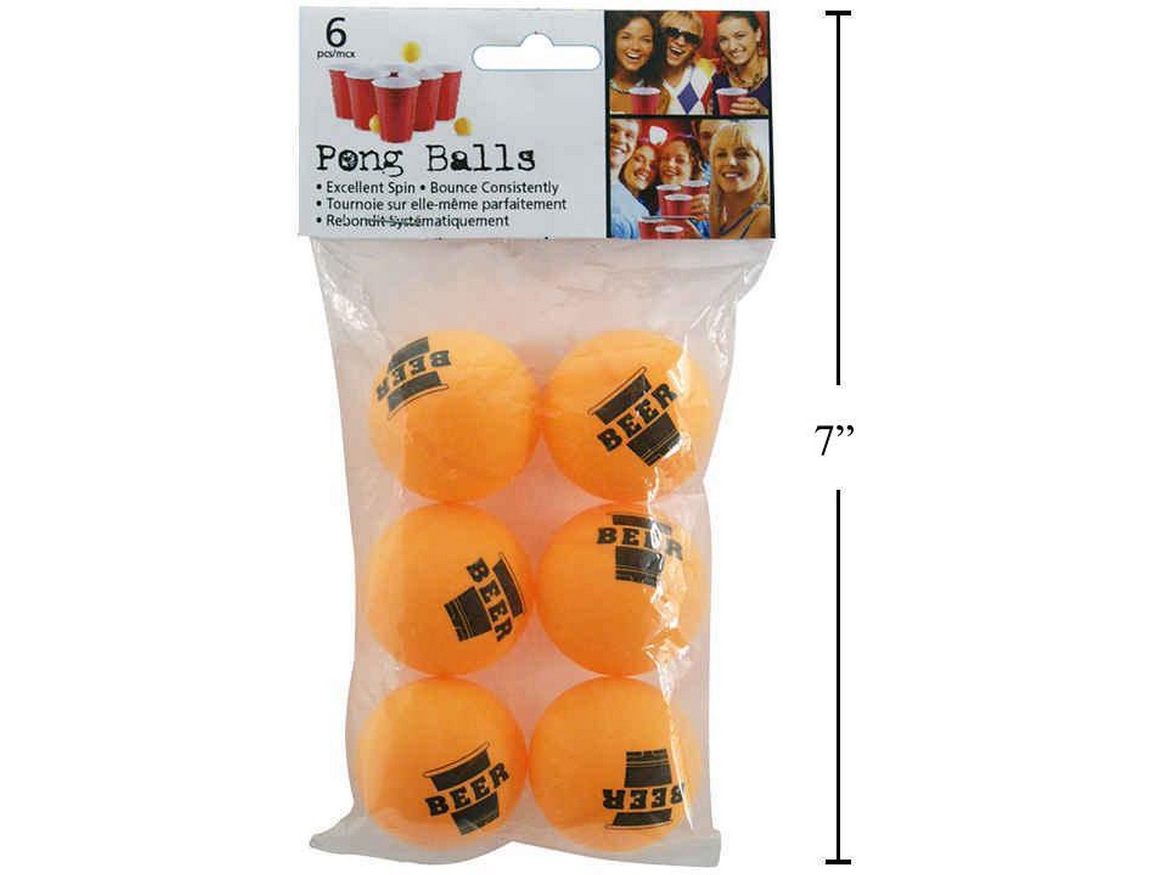 6 Plastic Beer Pong Balls 1.5in 