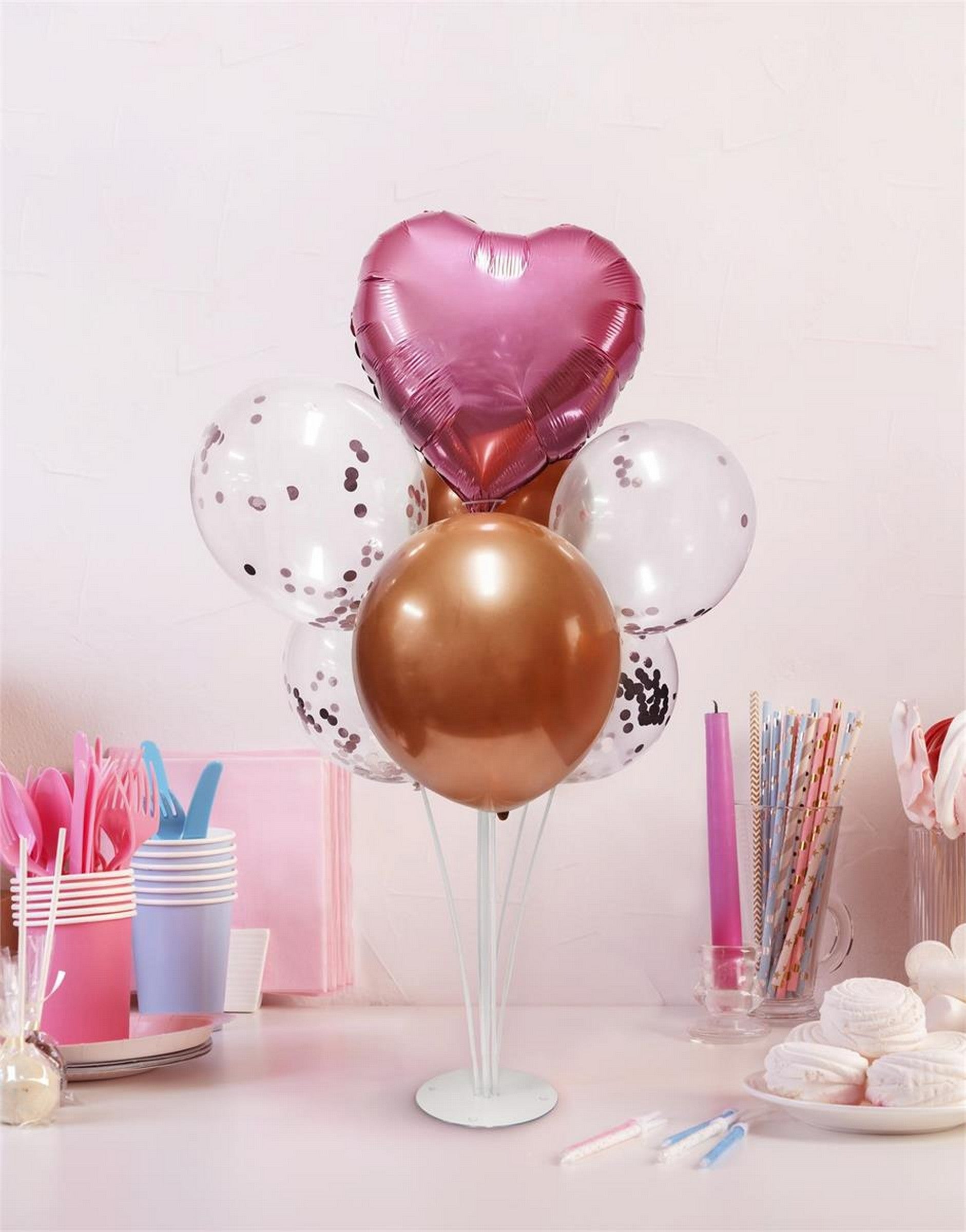 Lets Party Ballons Centerpiece Kit 7in Base with 14in Heart Shaped Foil Balloon and 6 Latex Balloons 27H in approx.