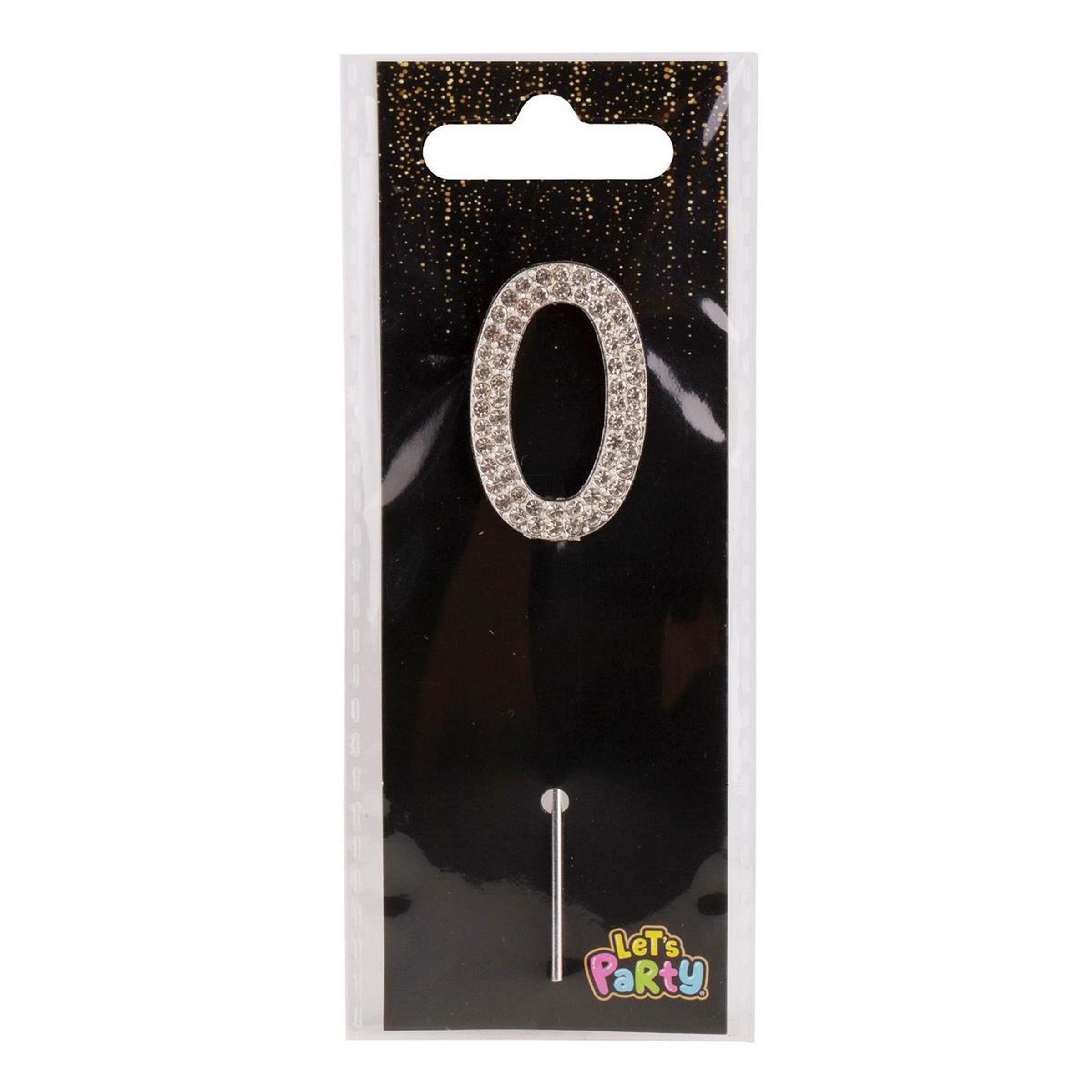 Let's Party #0 Rhinestone Numeral Cake Topper Silver 1.5in