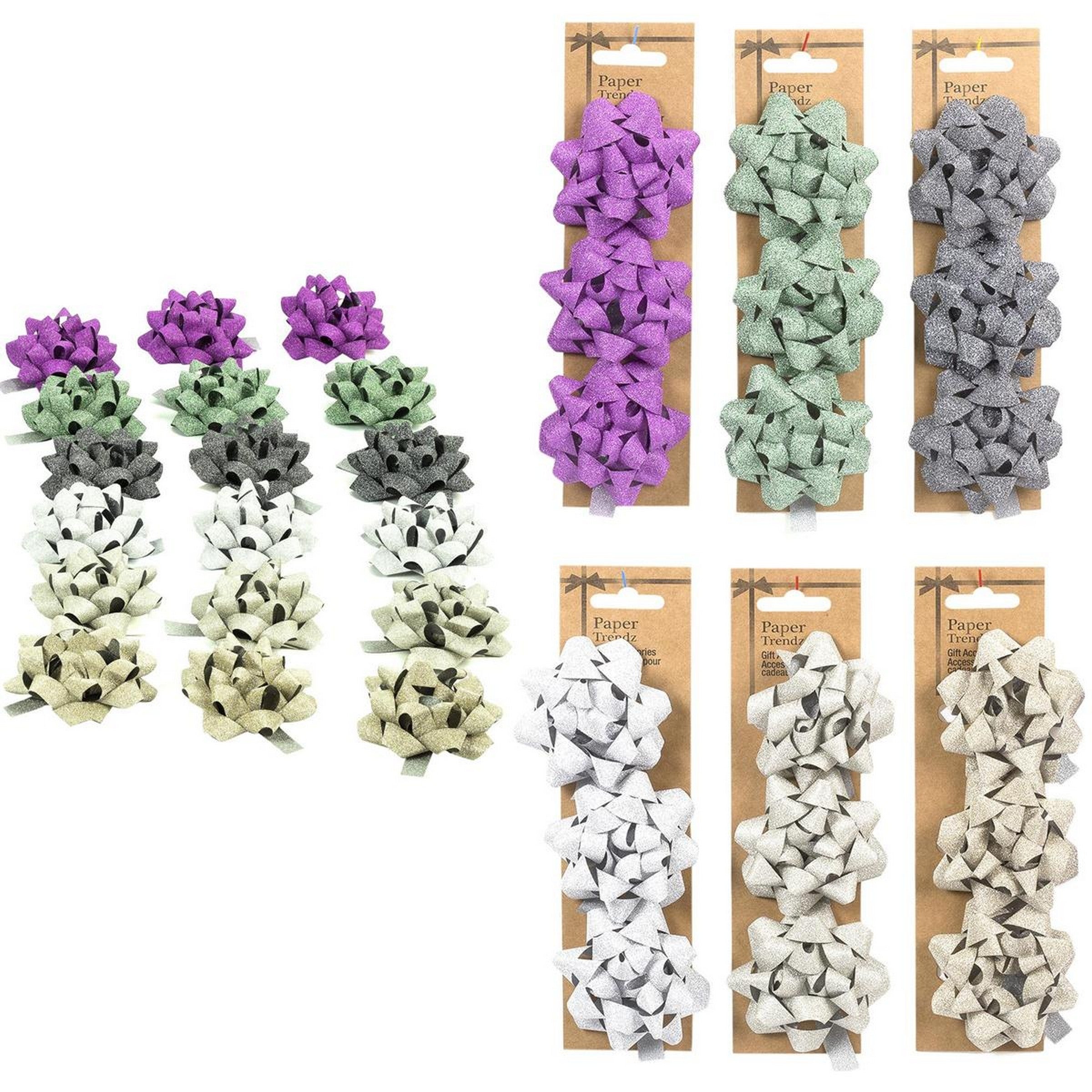 3 Glitter Star Bows 3in VRT