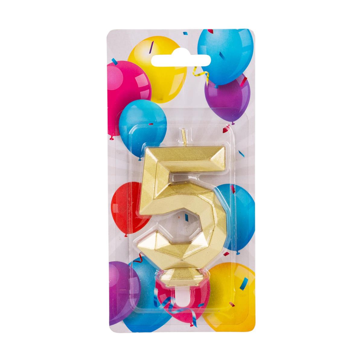 Let's Party - Birthday Candle - #5 Diamond Cut Gold
