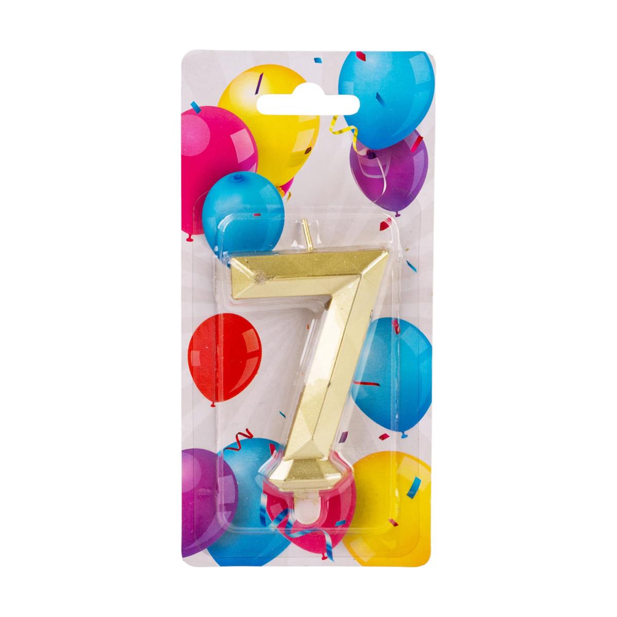 Let's Party - Birthday Candle - #7 Diamond Cut Gold