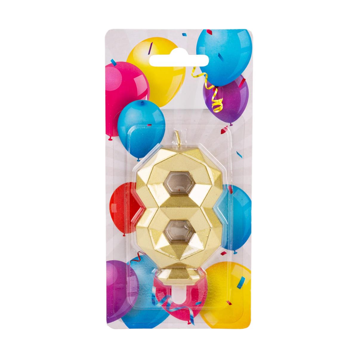Let's Party - Birthday Candle - #8 Diamond Cut Gold
