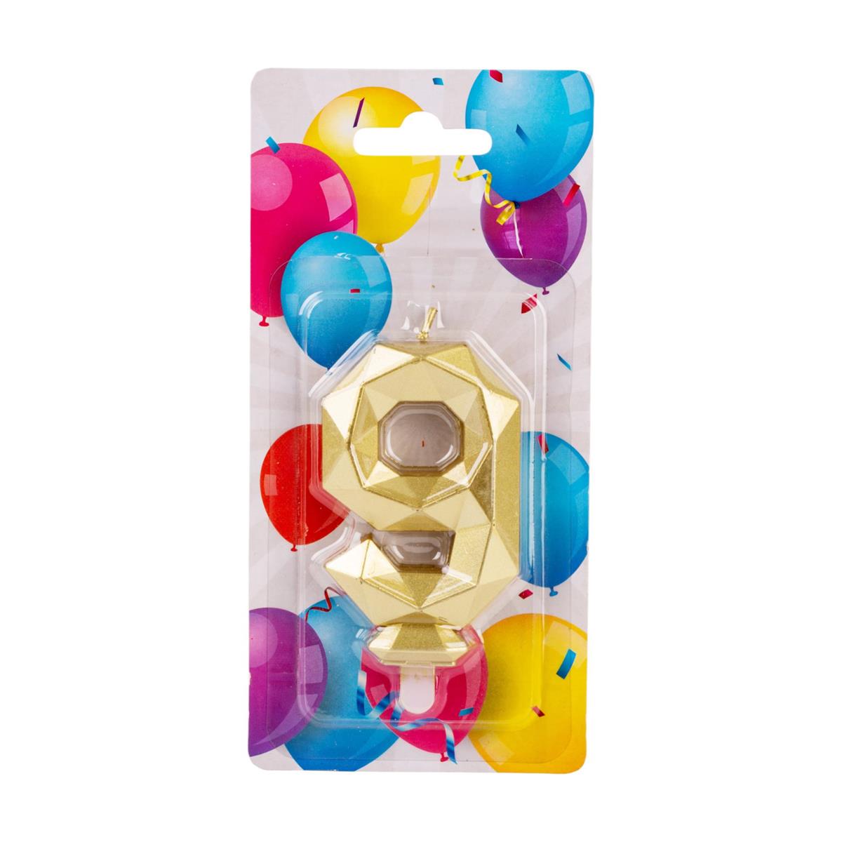 Let's Party - Birthday Candle - #9 Diamond Cut Gold