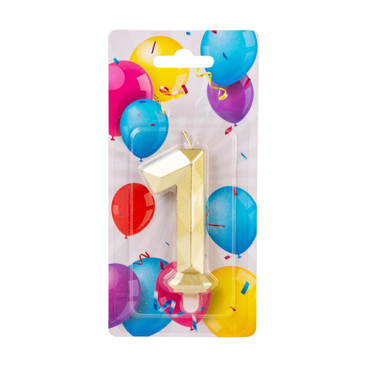 Let's Party - Birthday Candle - #1 Diamond Cut Gold