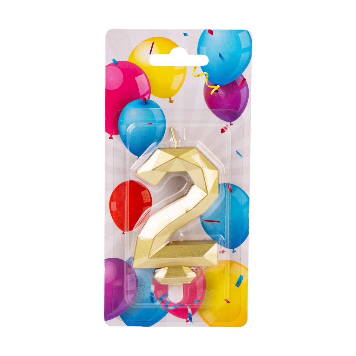 Let's Party - Birthday Candle - #2 Diamond Cut Gold