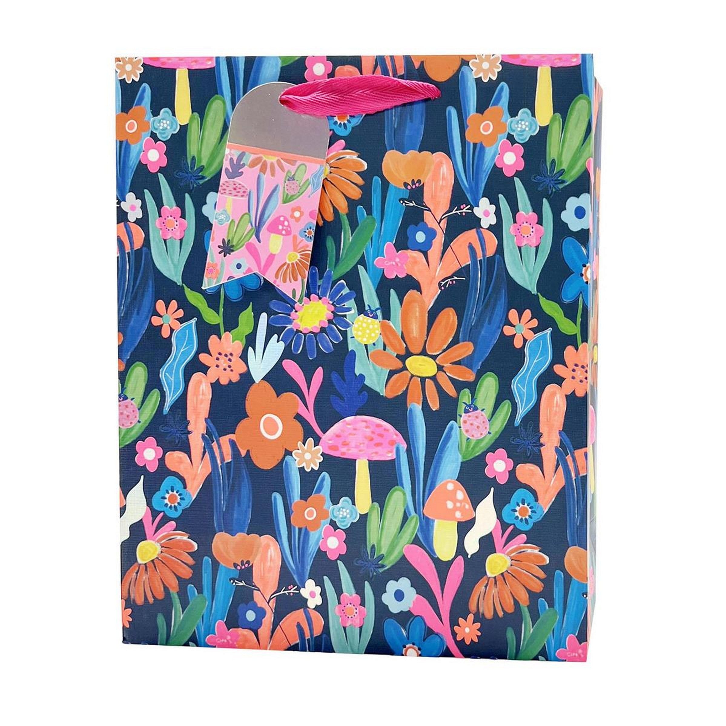 Paper Trendz Matte/Neon Bottle Gift Bag with Metallic Accent - Garden 4.75W x 14H x 3.35D in