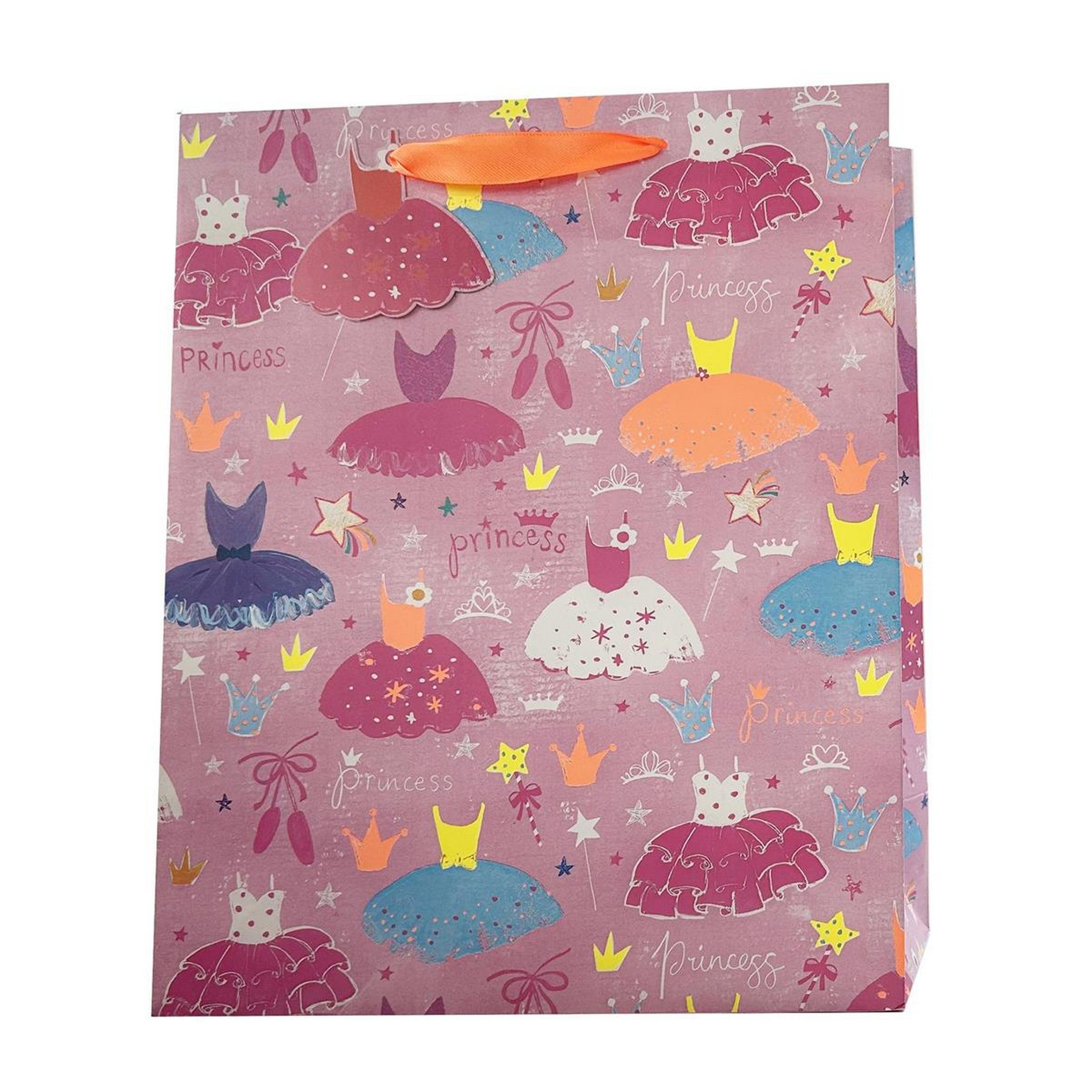 Paper Trendz Matte Gift Bag with Neon - Dresses Large 10.2W x12.6H x5D in