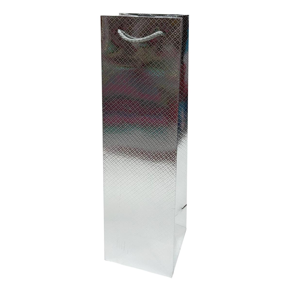 Paper Trendz - Bottle Gift Bag - Metallic Embossed Silver