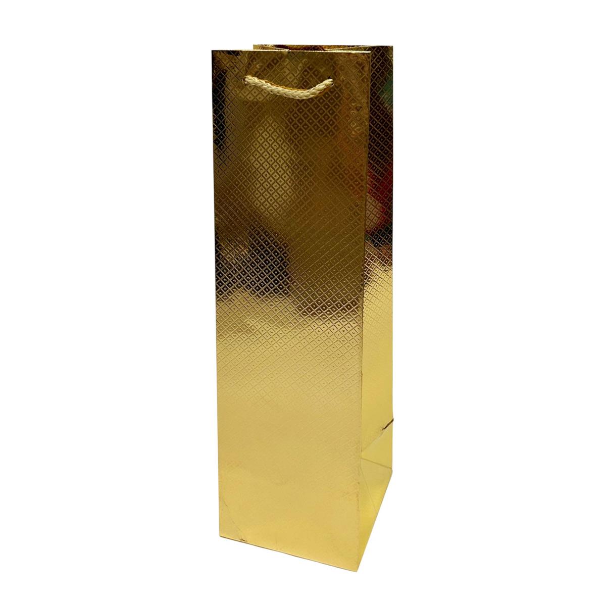 Paper Trendz - Bottle Gift Bag - Metallic Embossed Gold