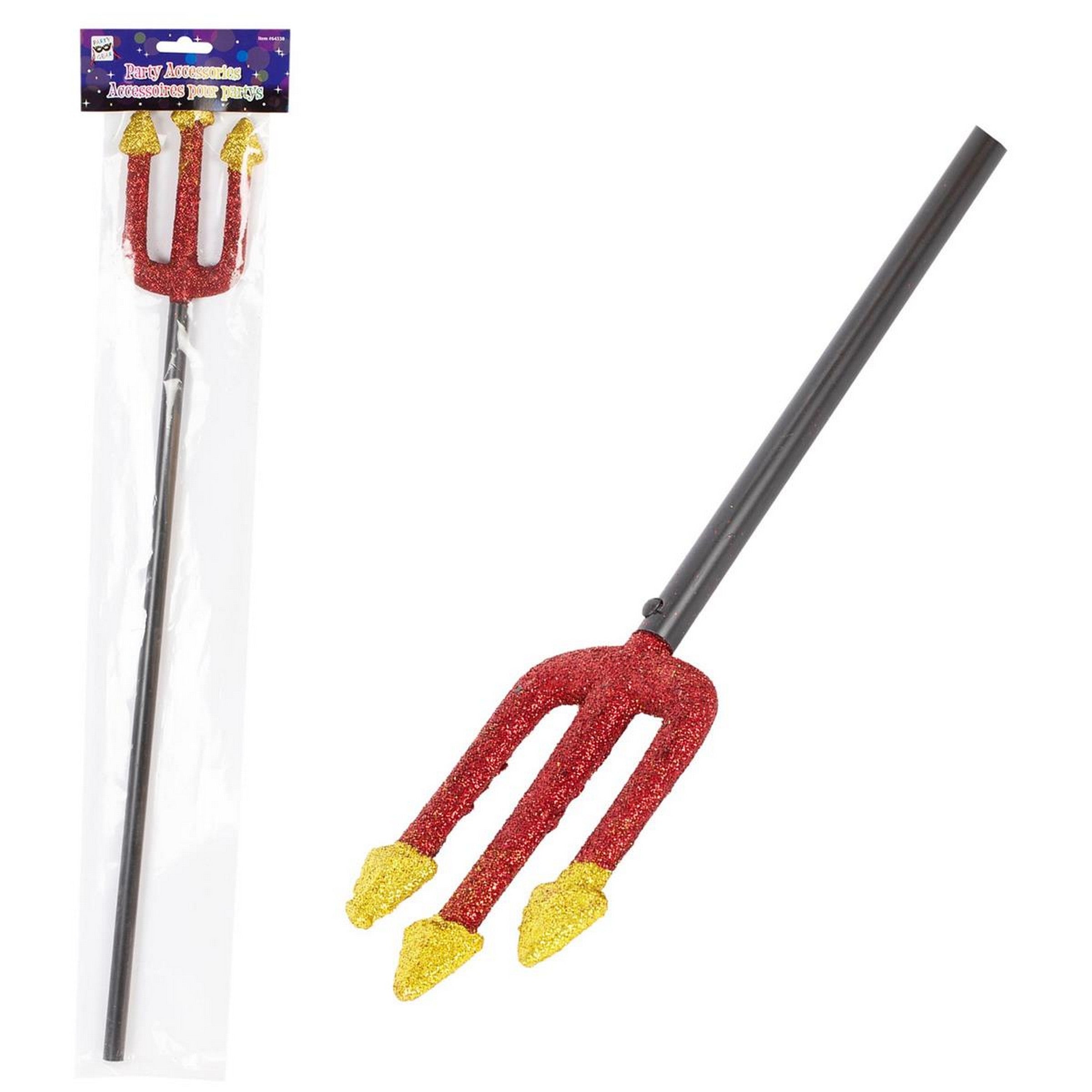 Party Gear Halloween Kid's Glitter Devil Red and Gold Pitchfork 24in 