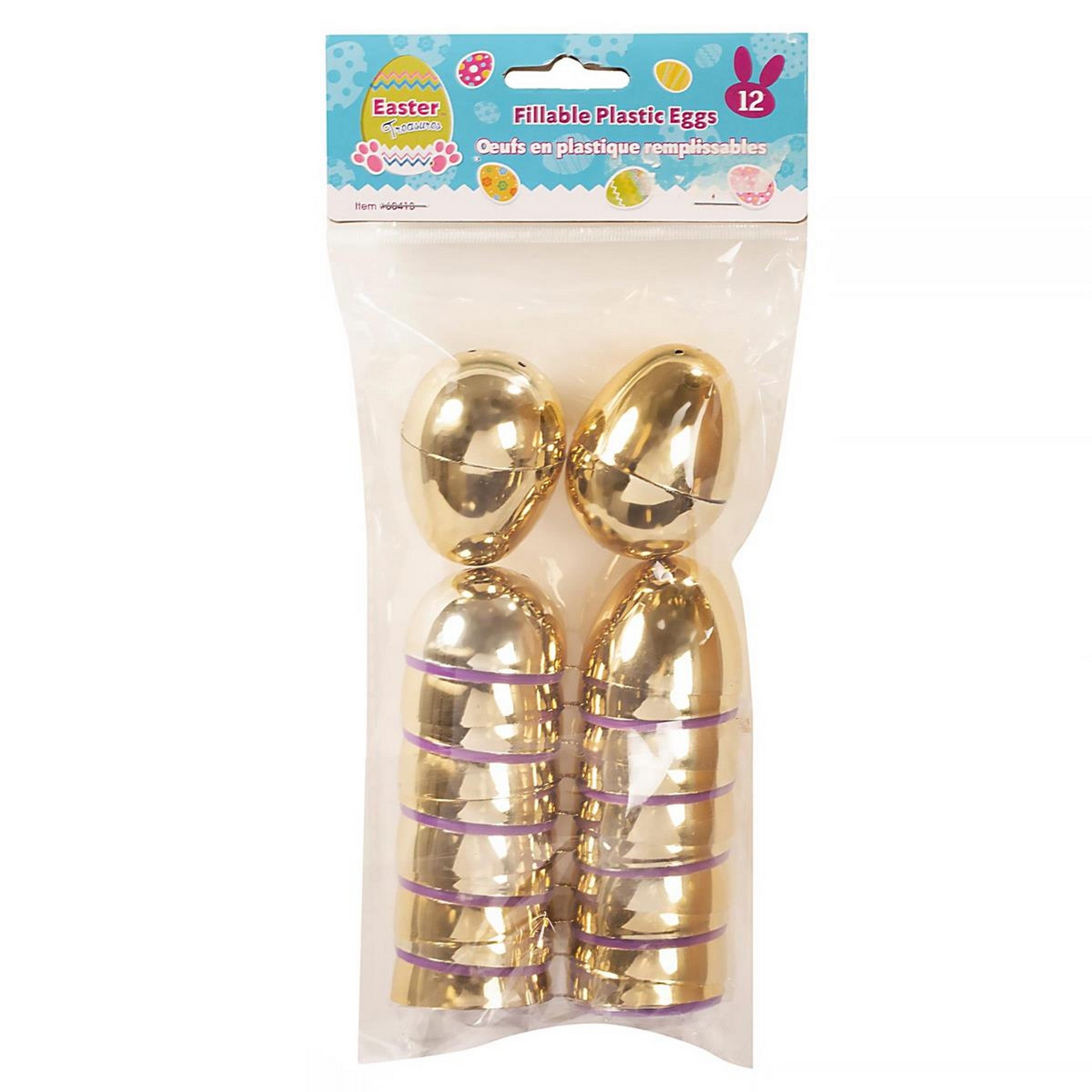 Easter 12 Gold Plastic Eggs 2.5in