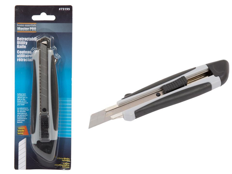 Home Essentials - Utility Knife - Retractable with 2 Extra Blades 18mm 6.9in