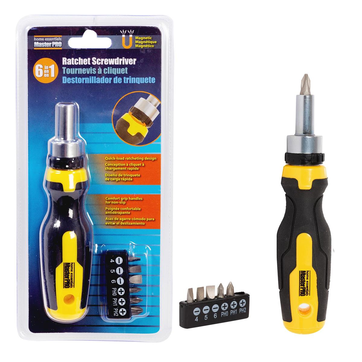 Home Essentials - 7pcs Ratchet Screwdriver Set - Magnetic 5.7in
