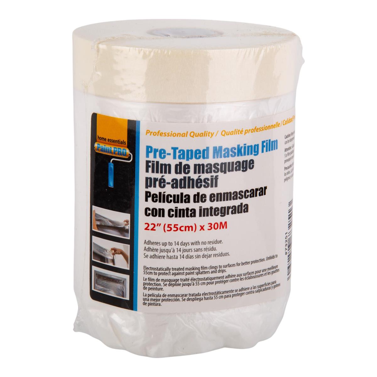 Home Essentials - Masking Film - Paint Pro Pre-taped 22in x 30m