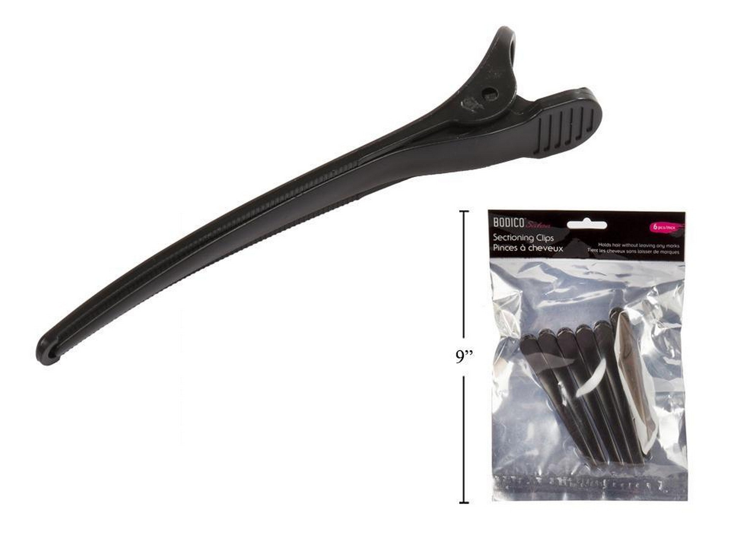 Bodico Salon 6 Sectioning Clips - Plastic 4.6in 