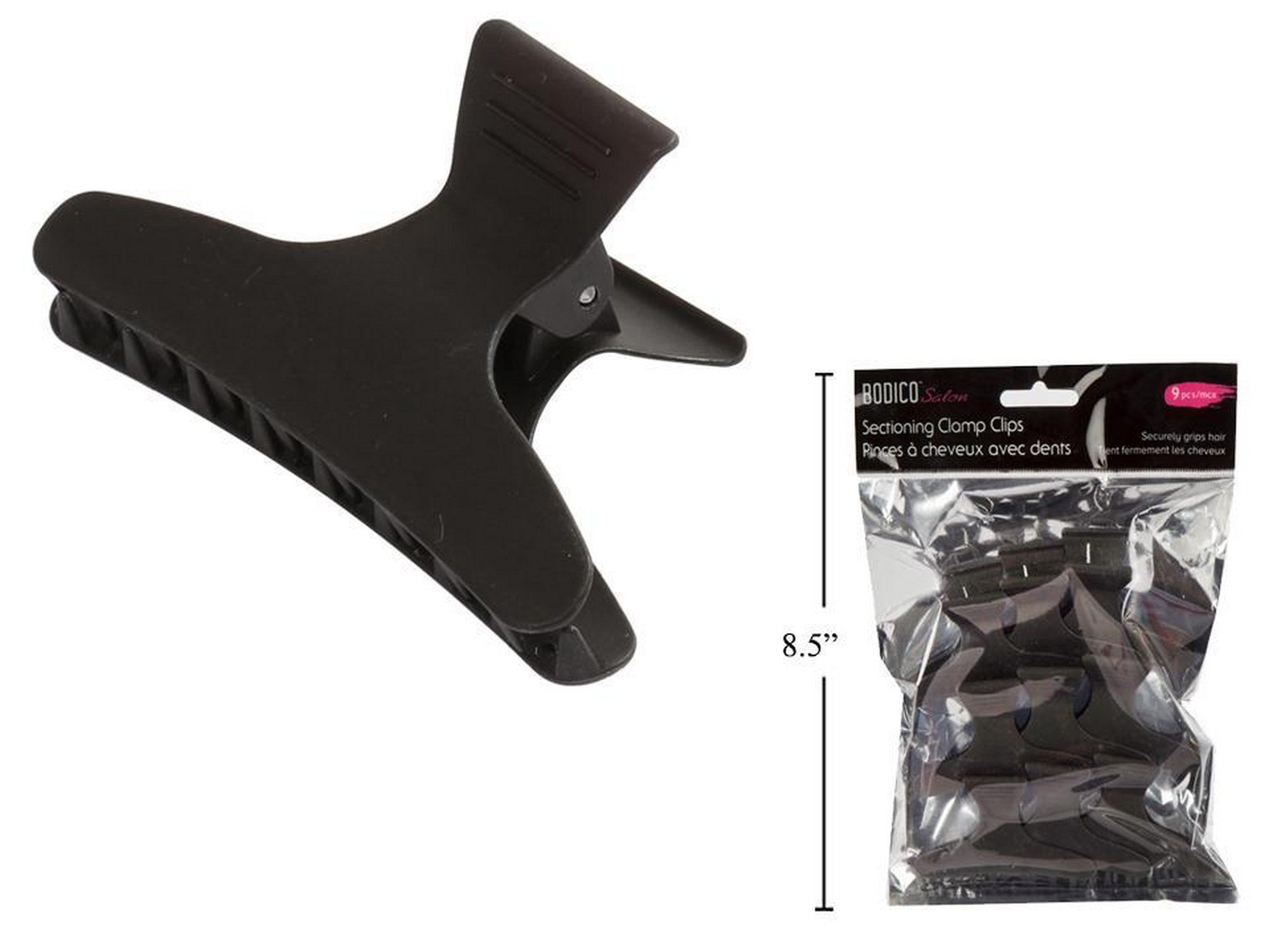 Bodico Salon 9 Sectioning Clam Clips - Plastic 3.25in