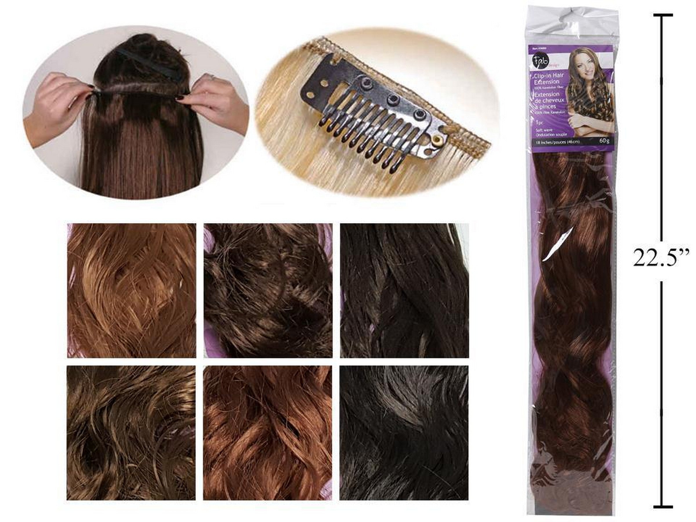Clip-in Hair Extension - 100% Kanekalon Fiber 60g 18in long VRT