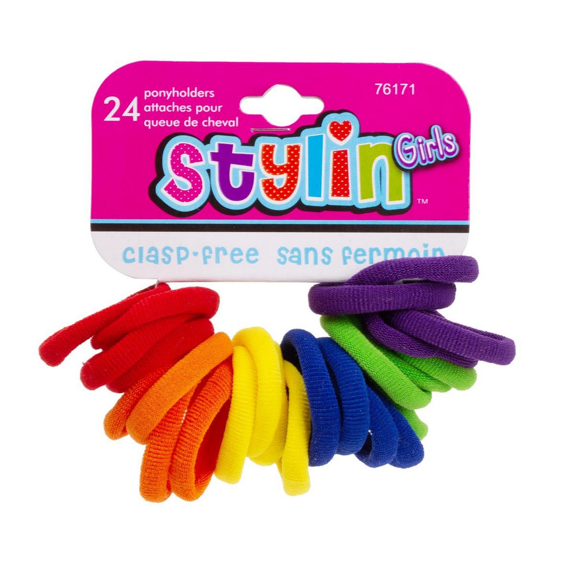 Stylin G 24 Solid Color Knitted Mini Ponyholders 1.5in folded 