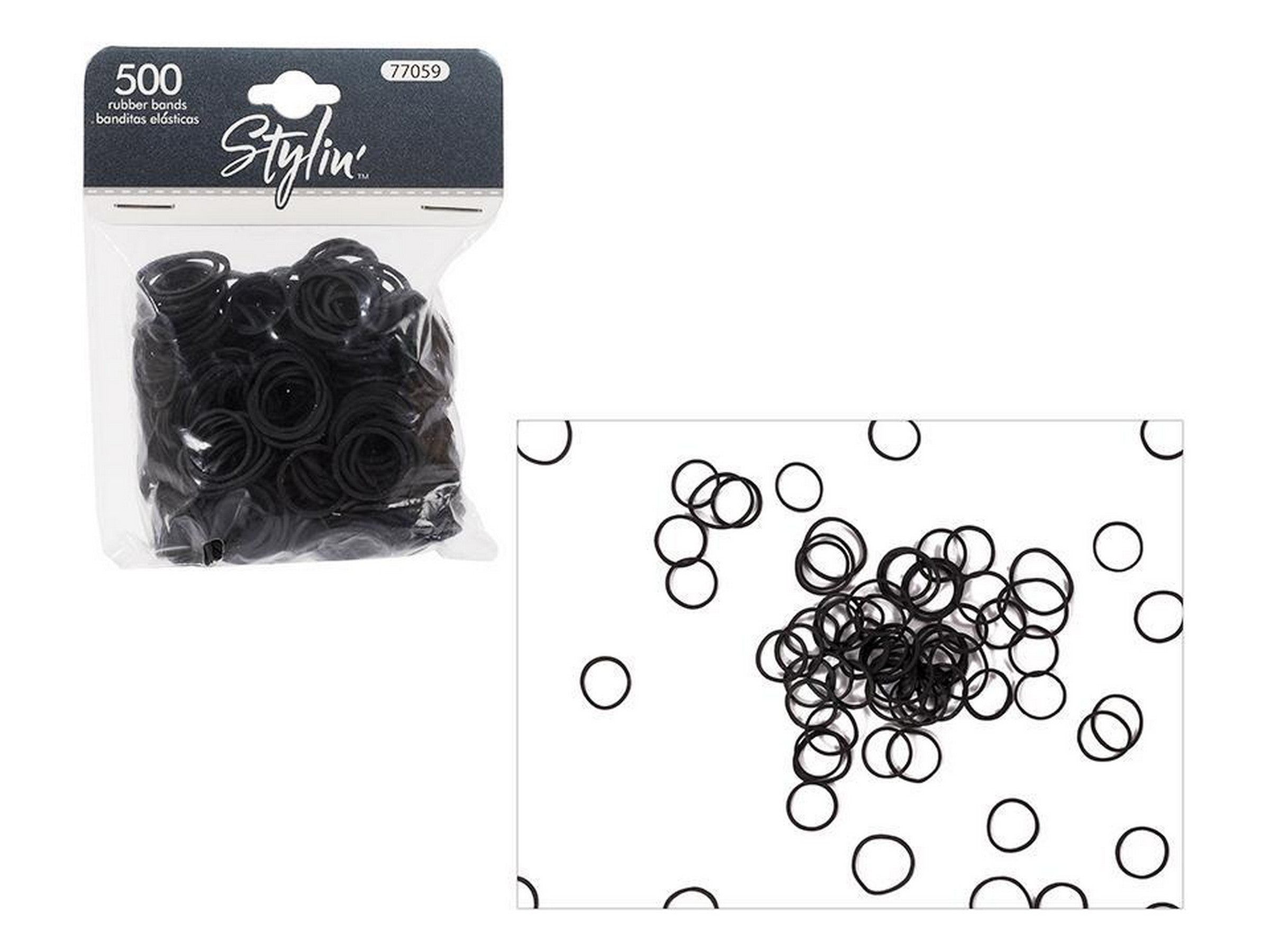 Stylin 500 Black Rubberband Ponyholders 0.5in - 0.7in 