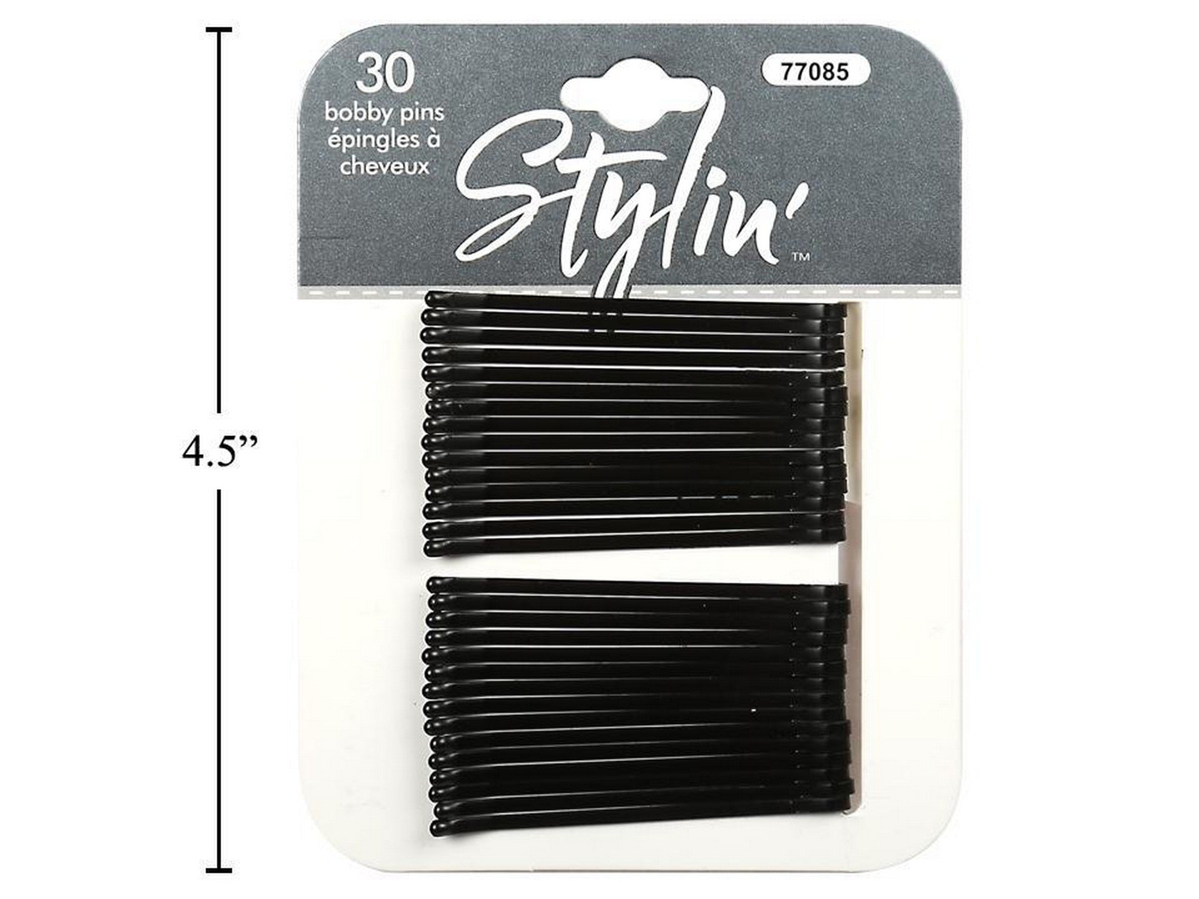 Stylin 30 Matte Black Metal Bobby Pins 2.3in