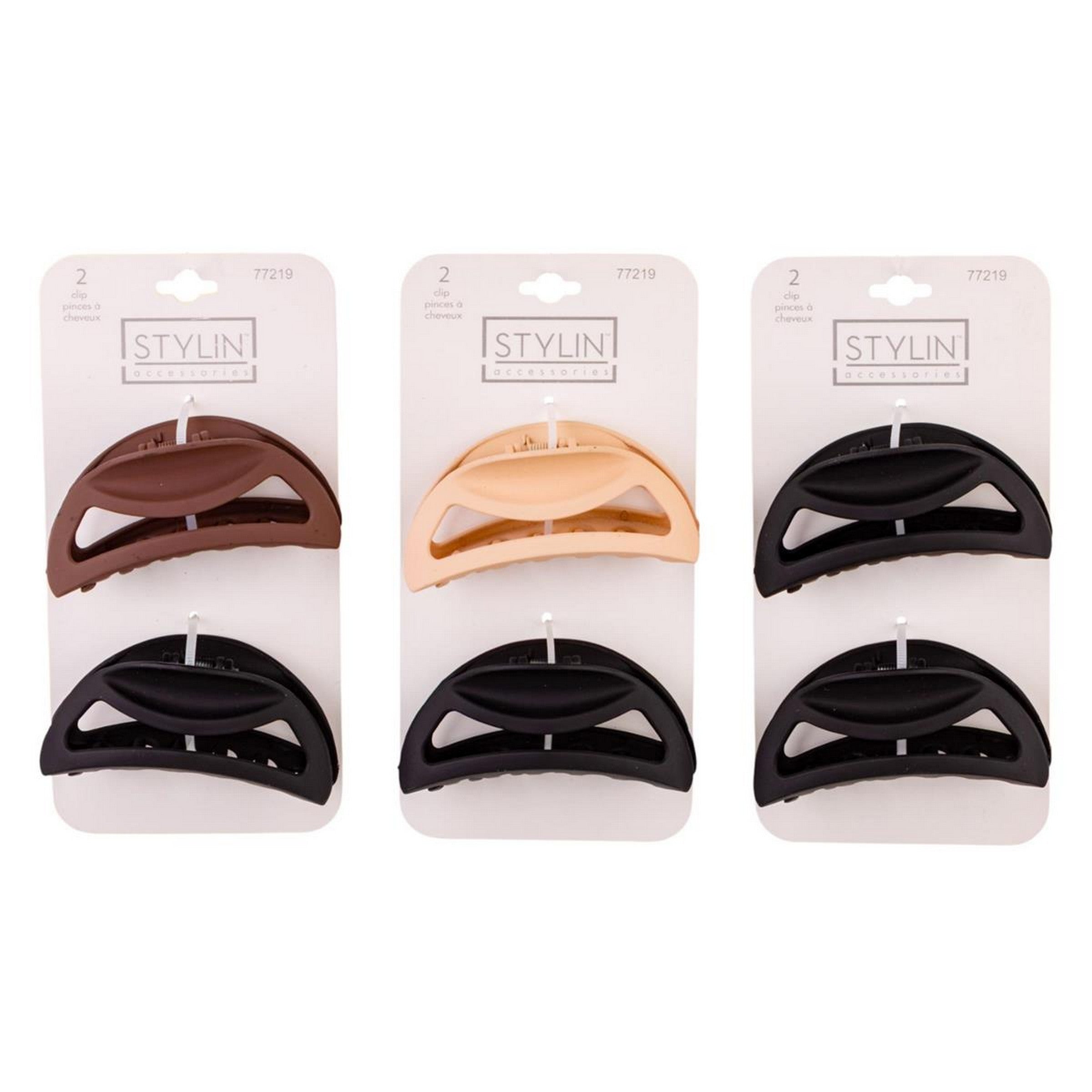 Stylin 2 Curved Matte Claw Clips - Plastic 3.5x1.6in VRT 