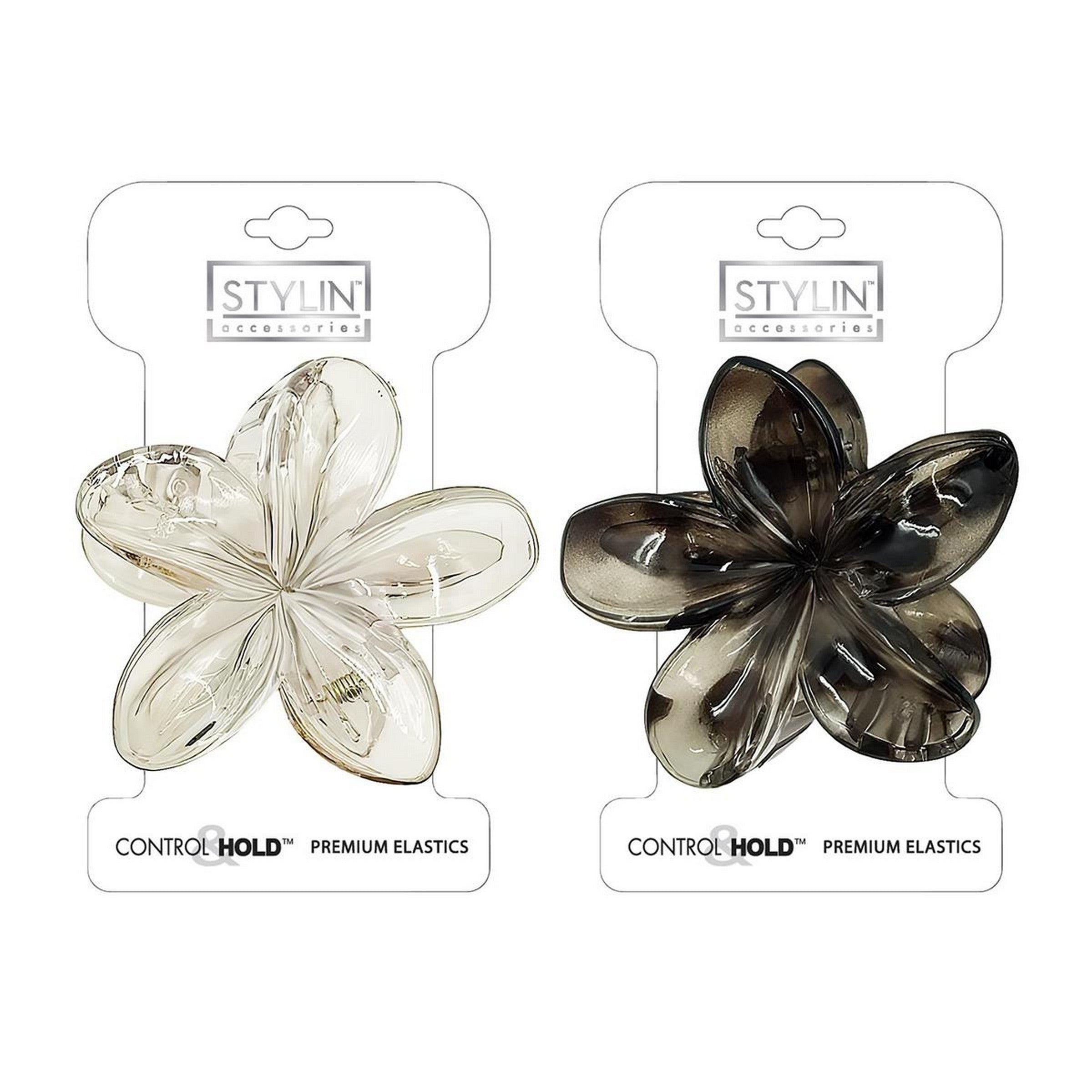 Stylin Flower Claw Clip - Clear Plastic 3in VRT