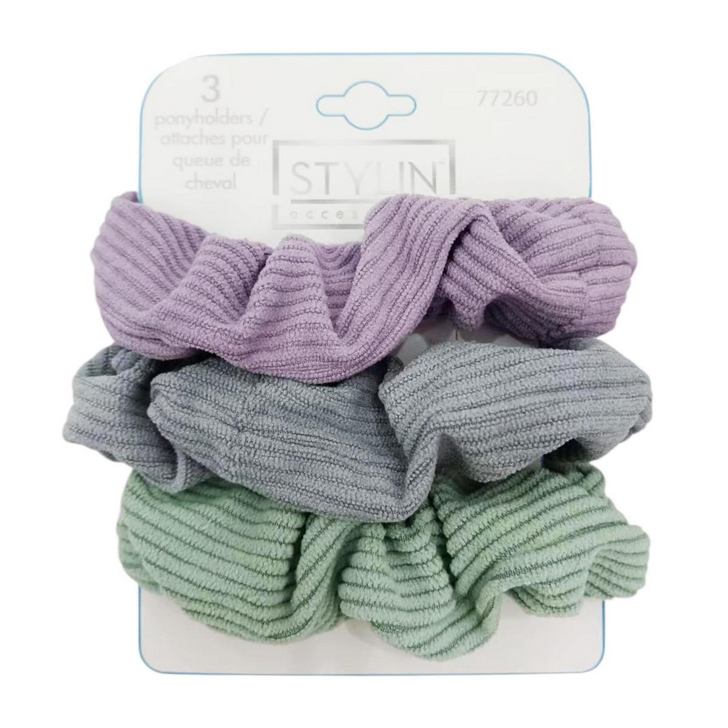 Stylin 3 Cool Ribbed Tone Scrunchies 